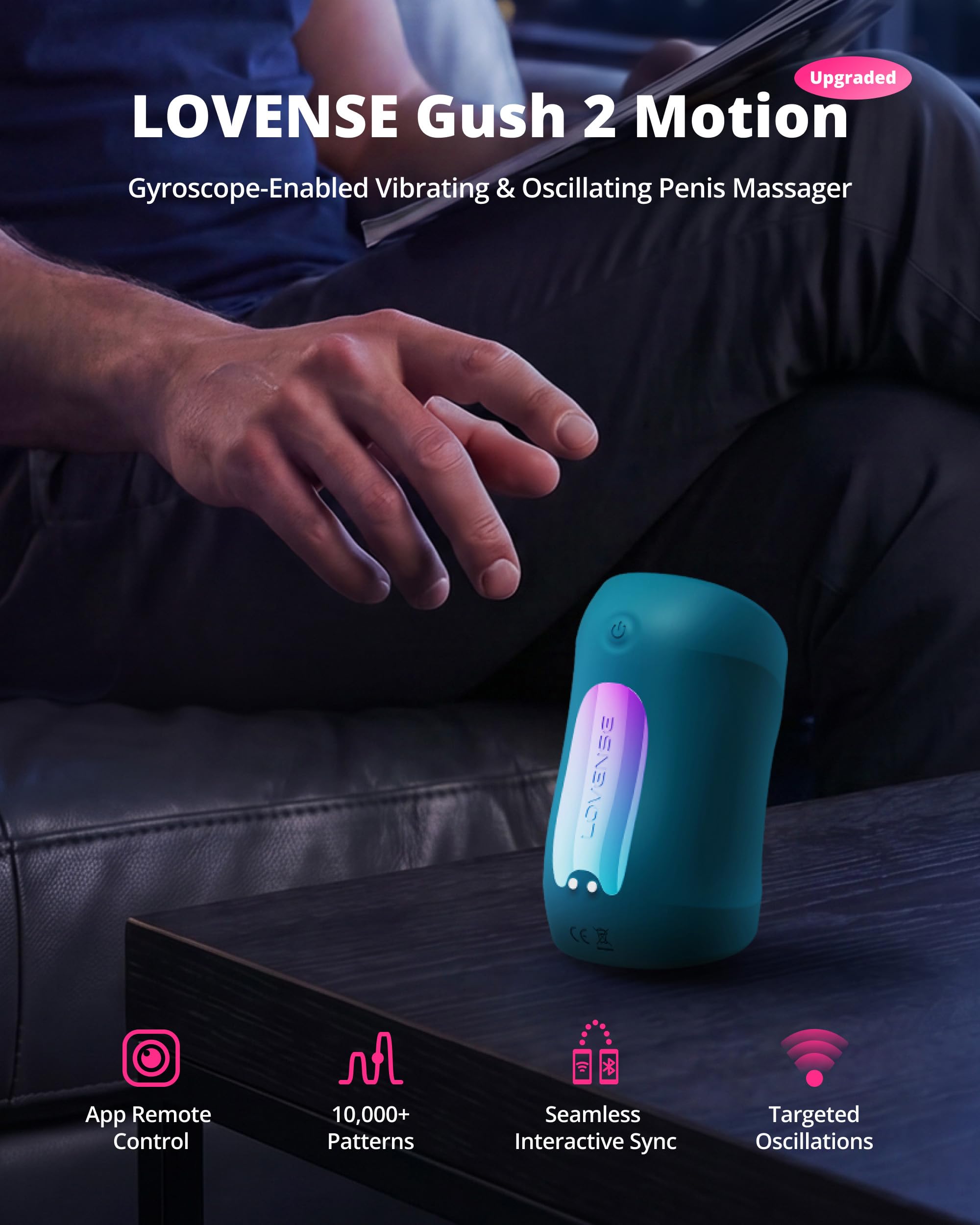 LOVENSE Gush 2 Motion, Masturbateur Homme et Lubrifiant à Base d'Eau 100ml