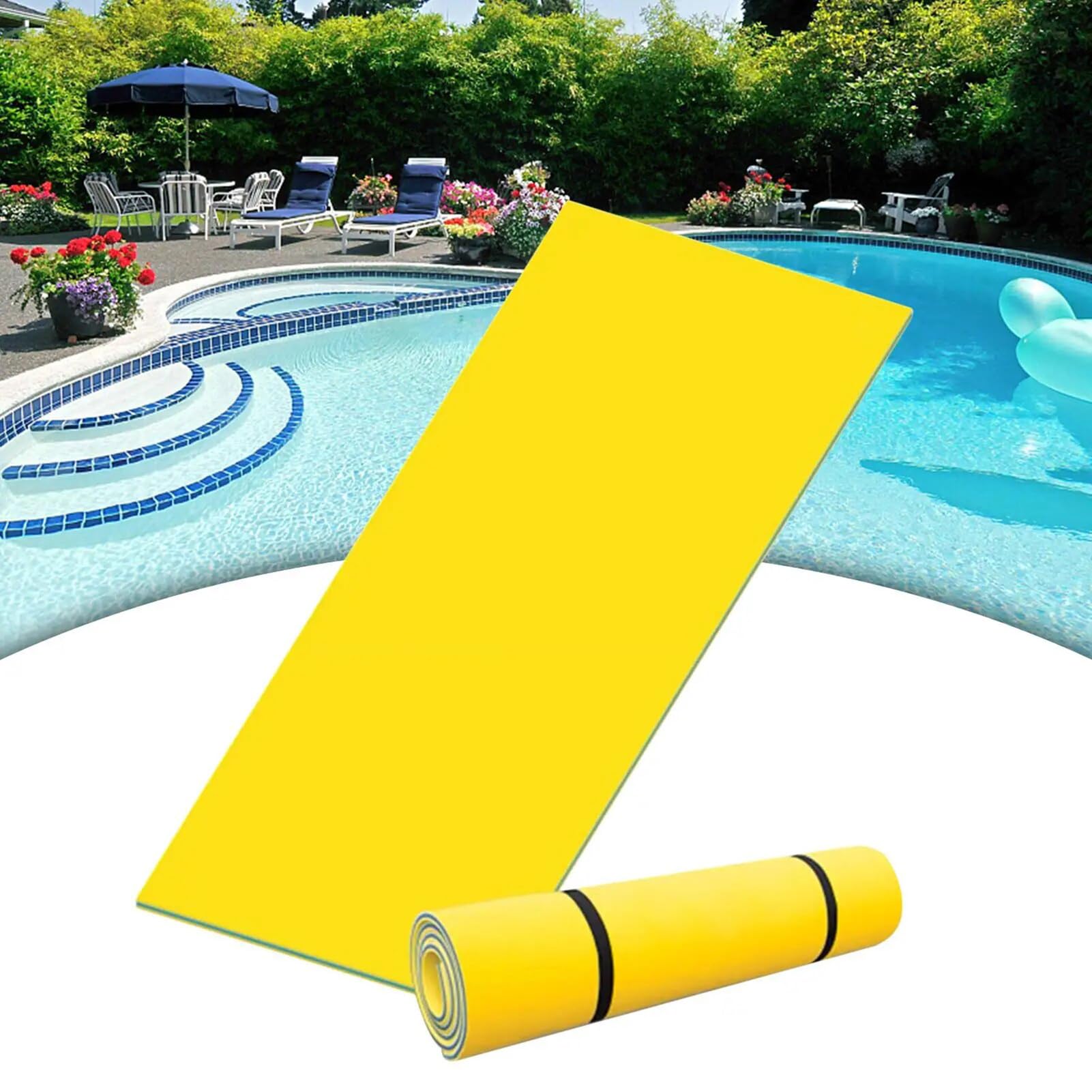 Tapis de coussin d'eau flottant en mousse à 3 couches pour la détente au lac et à la piscine