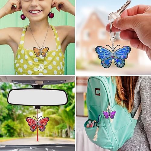 Miniatura 4 de Llavero de mariposa diseño holográfico molde de resina molde de fundición de resina epoxi con 10 llaveros molde de silicona para manualidades