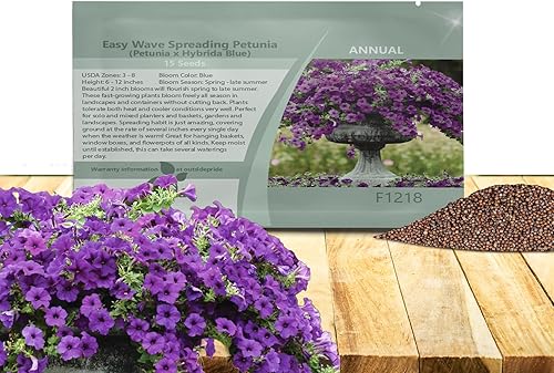 Outsidepride Blue Easy Wave Petunia - Flores de jardín para cestas colgantes, macetas, contenedores, camas, 15 semillas