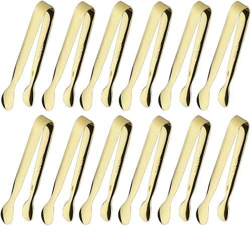Miniatura 15 de Sunenlyst - 6 pinzas de hielo para azúcar, de acero inoxidable de 4.25 pulgadas, pequeñas pinzas de cocina para aperitivos, fiestas de té
