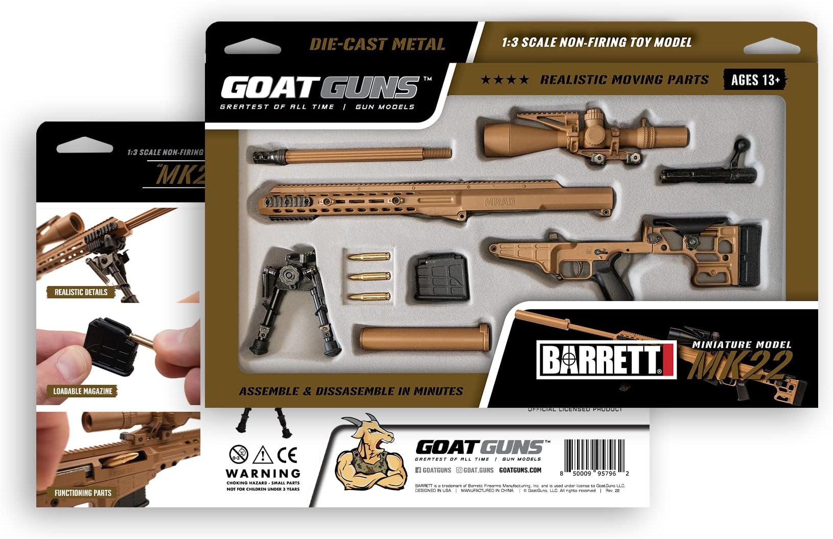 GoatGuns Miniature Barrett MK22 | 1:4 Scale Tan Model