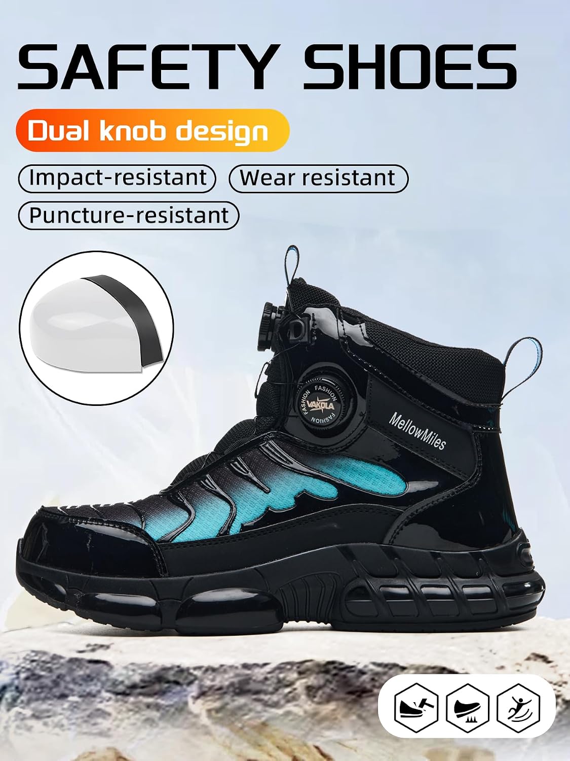 Mellowmiles Composite Toe Safety Sneakers for Men and Women, Lightweight Kevlar Puncture-Resistant Slip-Resistant Work Shoes, All-Day Comfort for Kitchen, Construction, Factory, Logistics, Outdoor