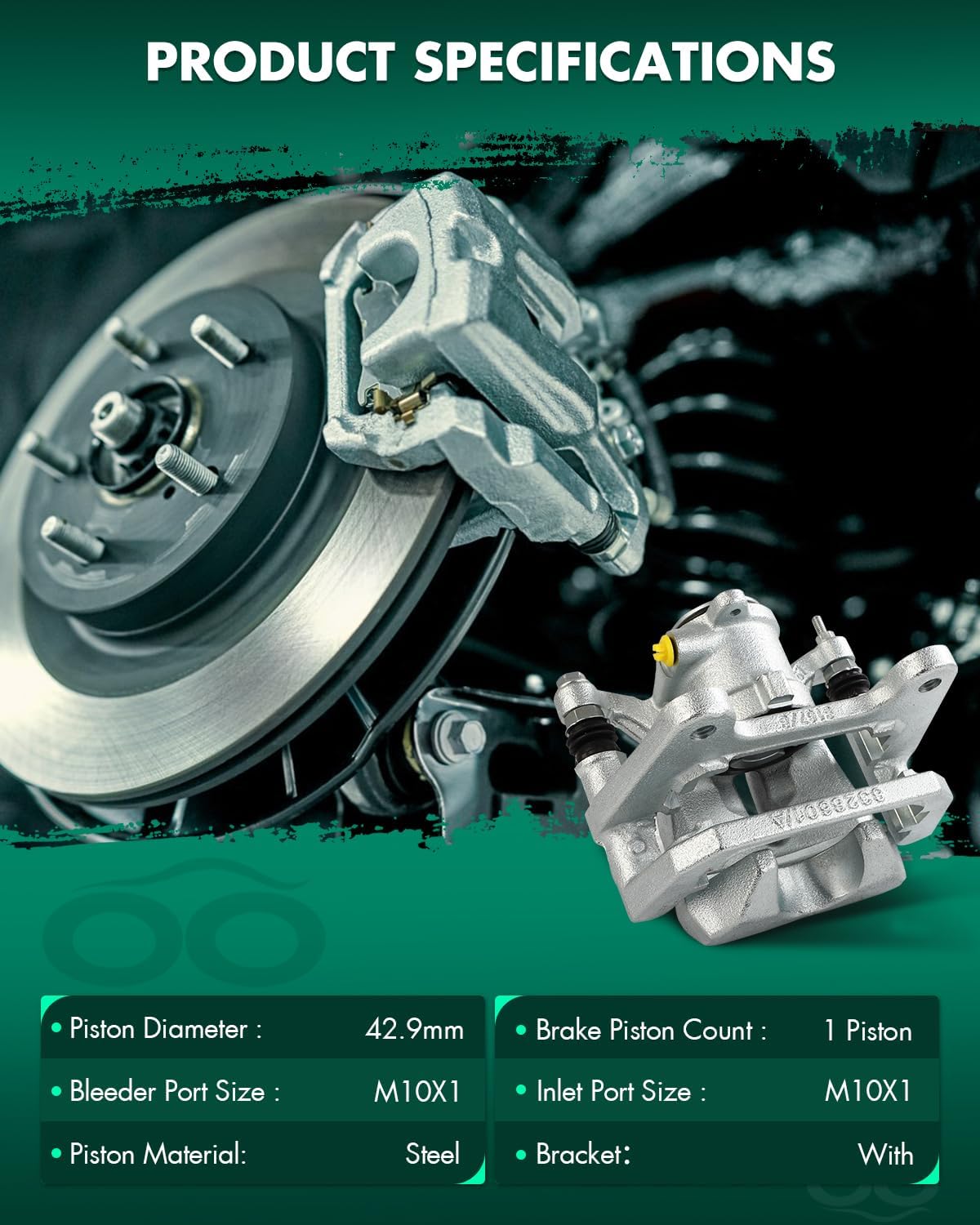 SCITOO Rear Left Brake Caliper With Bracket 18B5493 Compatible For Jeep For Cherokee 2014-2021