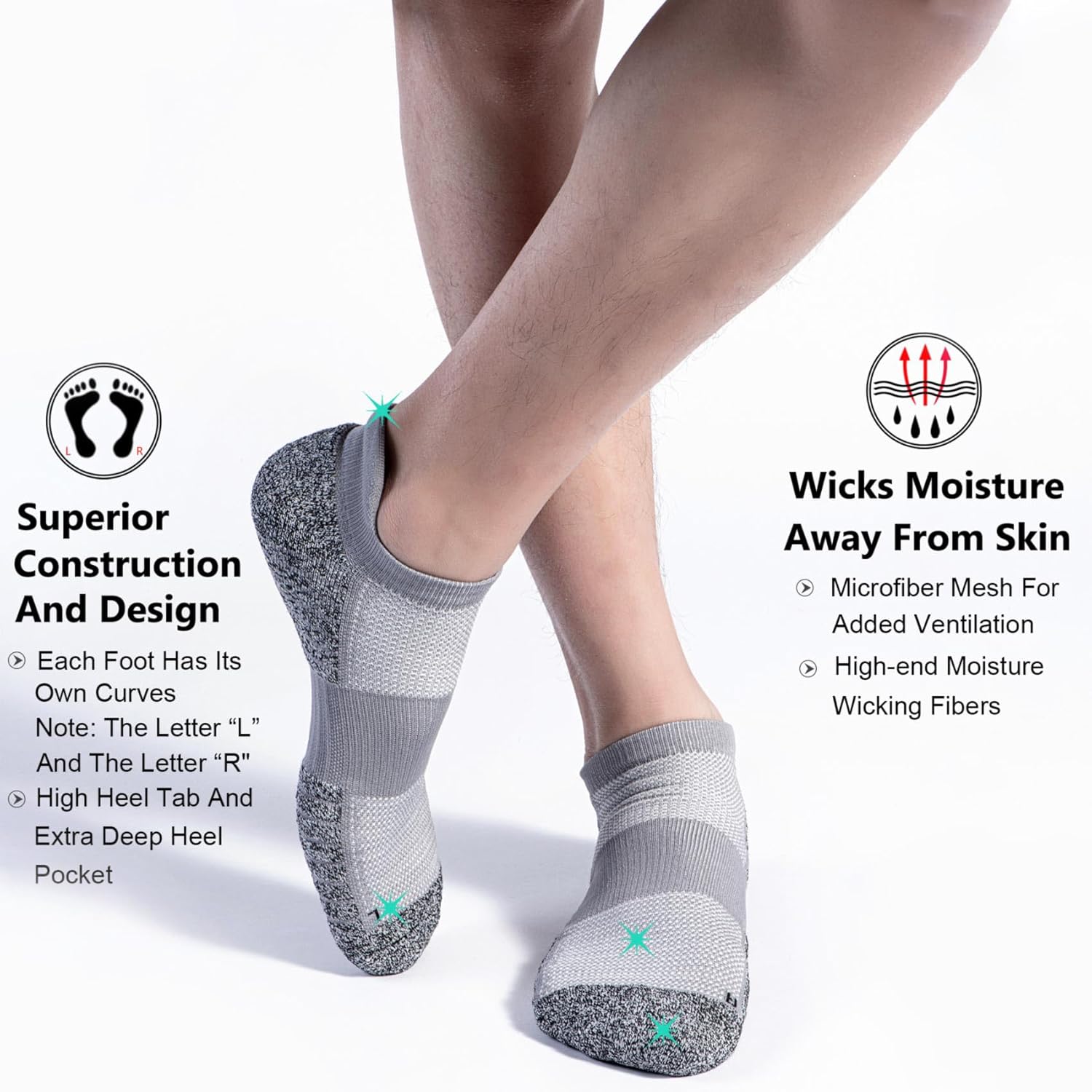 No Show Sports Compression Socks for Men and Women Circulation 4/8 Pack - Image 5