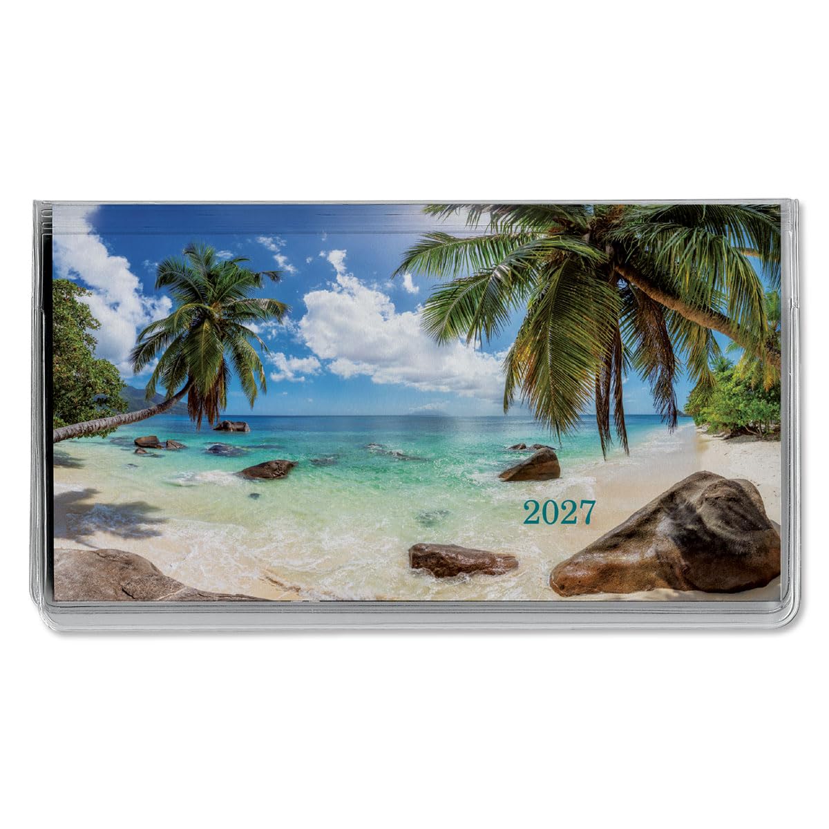 Current 2027 Paradise Tropischer Planer, Taschenkalender und Notizblock, 8,9 x 16,5 cm, geschlossen, Buchhandlungsqualität, monatlicher Blumen-Kalender mit 30 Notizseiten, für Küche und Büro
