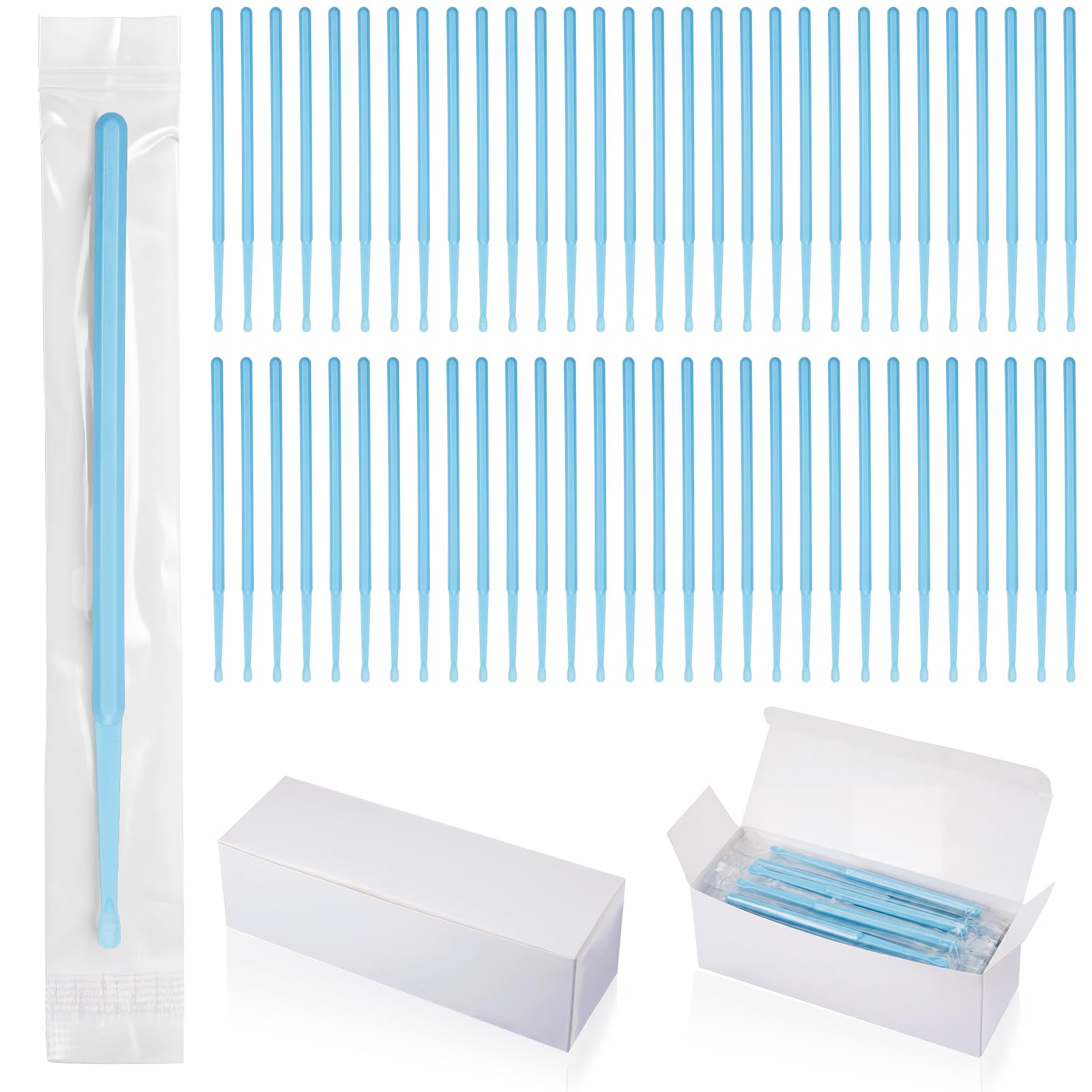 Havawish 100 Pcs Disposable Ear Curette Individually Wrapped Ear Wax Removal Tool Bulk Single Use Earwax Cleaner Pick Cleaning Tool for Home Clinic Hospital Gentle Canal Cleaning (Blue 4 mm Spoon Tip)