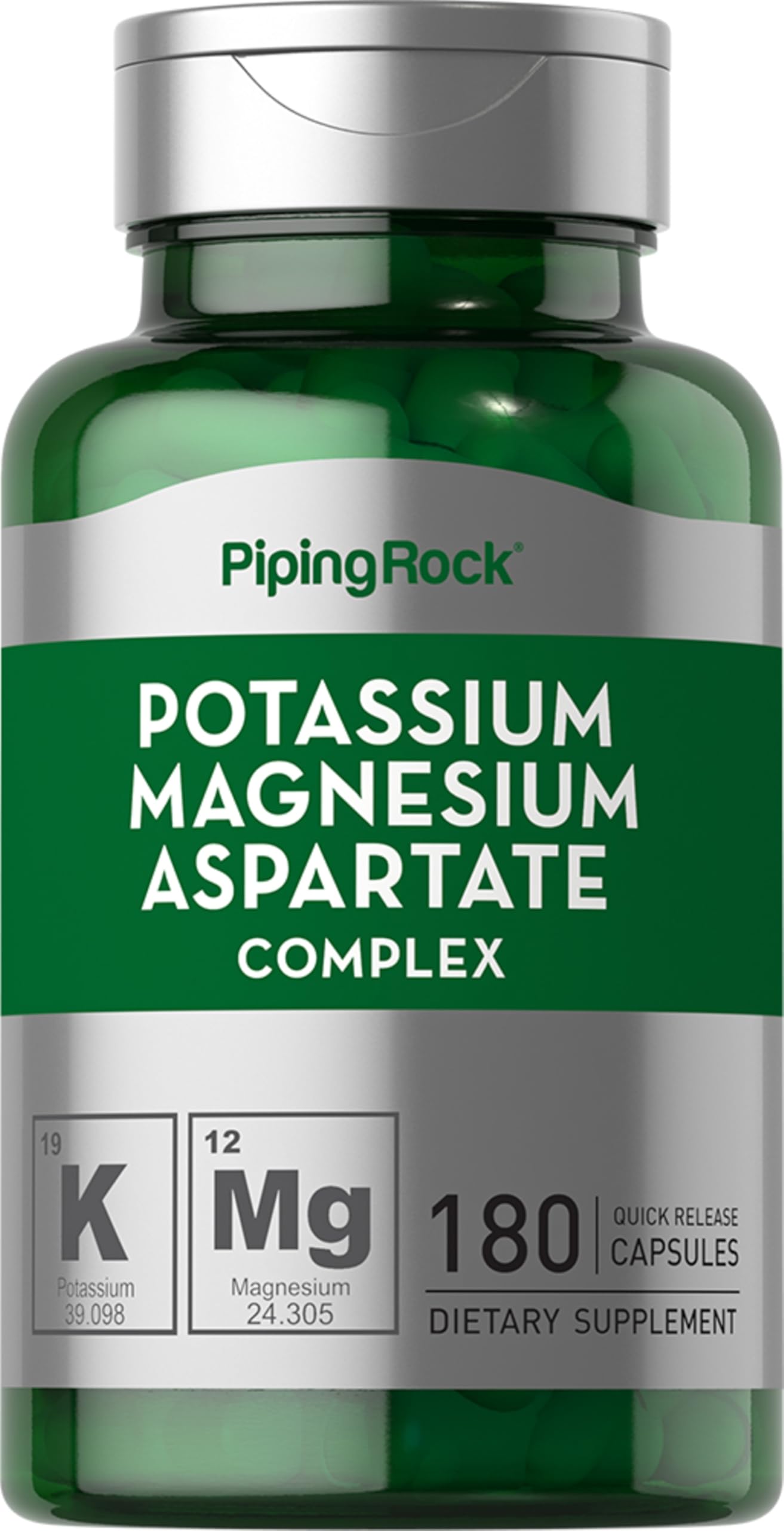 Potassium Magnesium Aspartate Supplement | 180 Capsules | Complex for Women and Men | Non-GMO, Gluten Free