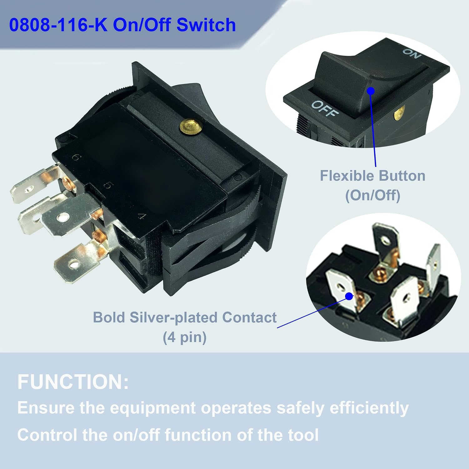 DTAIR 0808-116-K On/Off Rocker Switch Replacement for CRES Cor Equipment 0808-103-1 20A 125/250V(DPST)