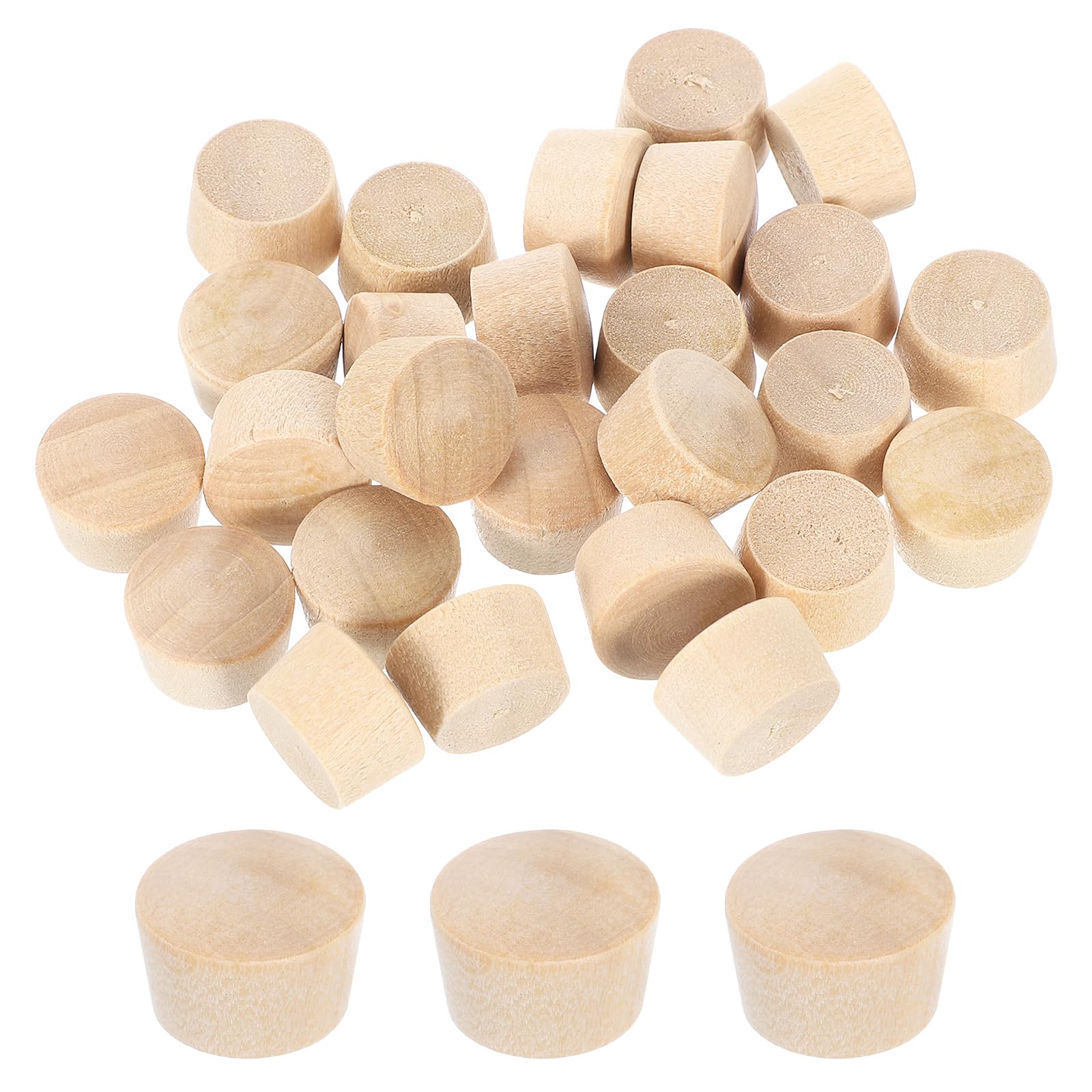 sourcing map 36Pcs Wood Button Plugs, 12mm/0.47" Flat Head Hardwood Screw Hole Plug Wooden Caps Buttons Wood Plug for Furniture Woodworking Craft Decor (13.5mm x 12mm)