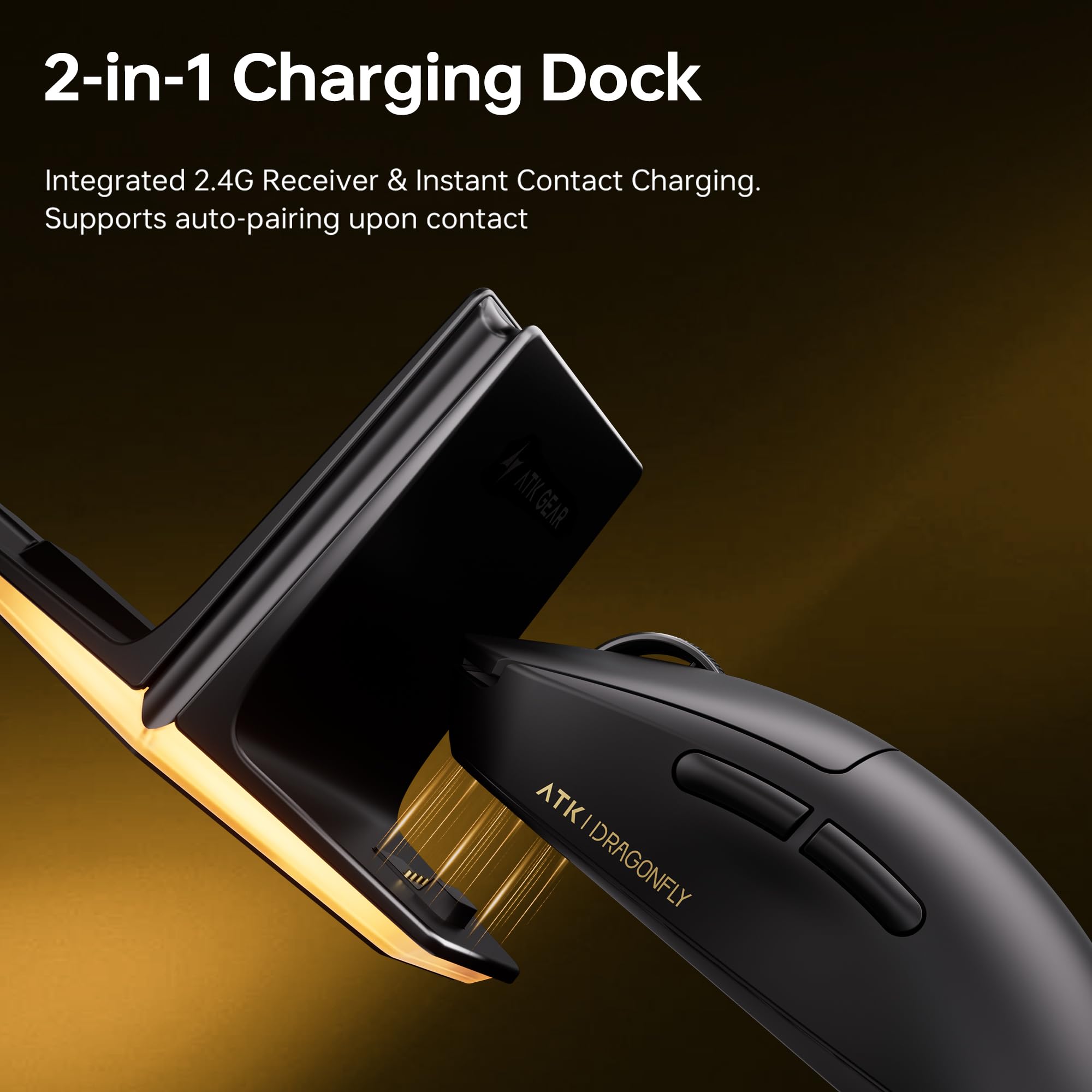 ATK Dragonfly A9 NB Ultra Wireless Gaming Mouse, PAW3395 Ultra Sensor, DPI fino a 42.000, 56g Leggero, 8K Polling, 200 ore di durata della batteria, 5 pulsanti programmabili, Dual-Mode 2.4G/Wired