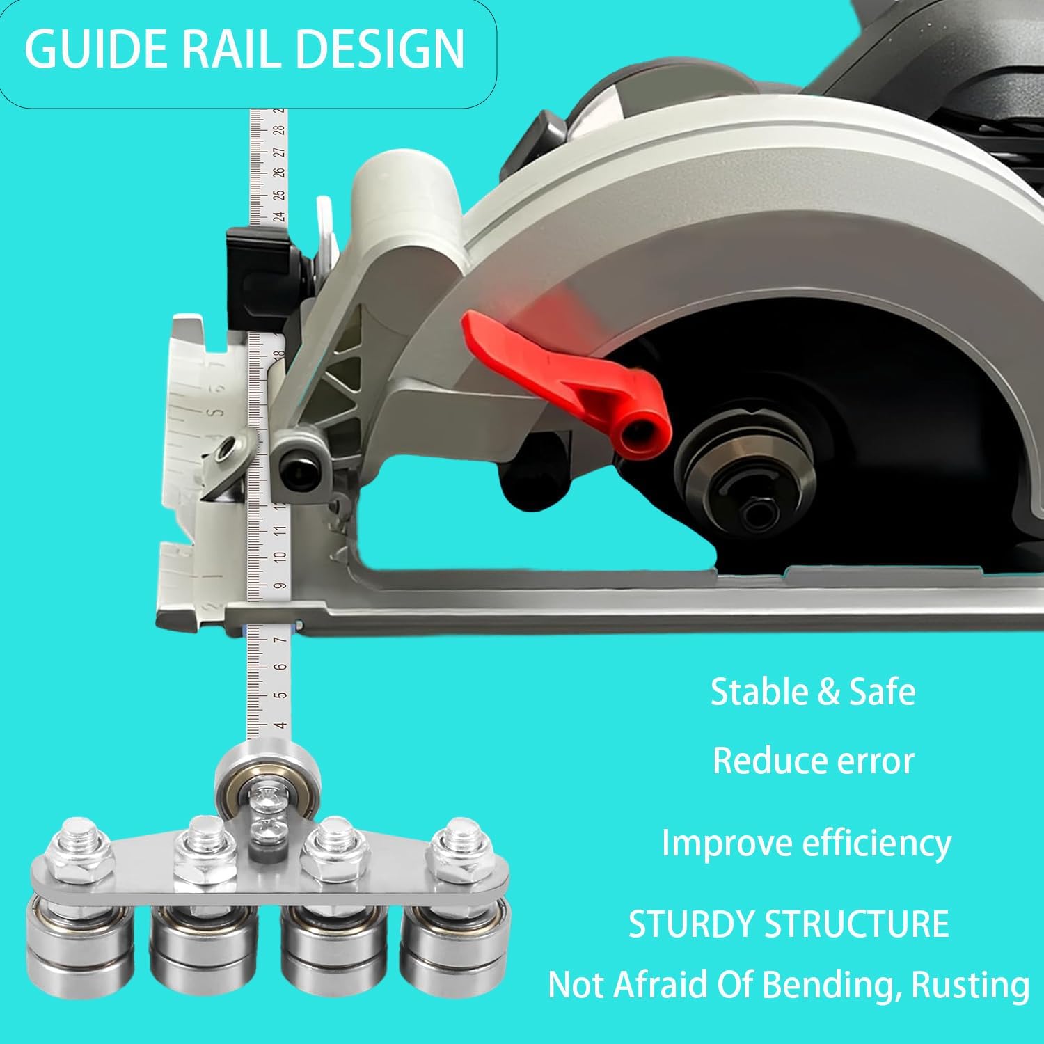 Circular Saw Guide Rail, 24in Positioning Calipers for Circular Saw, Stainless Steel Rip Cut Circular Saw Guide, Adjustable Guide Rail for Woodworking Positioning Cutting