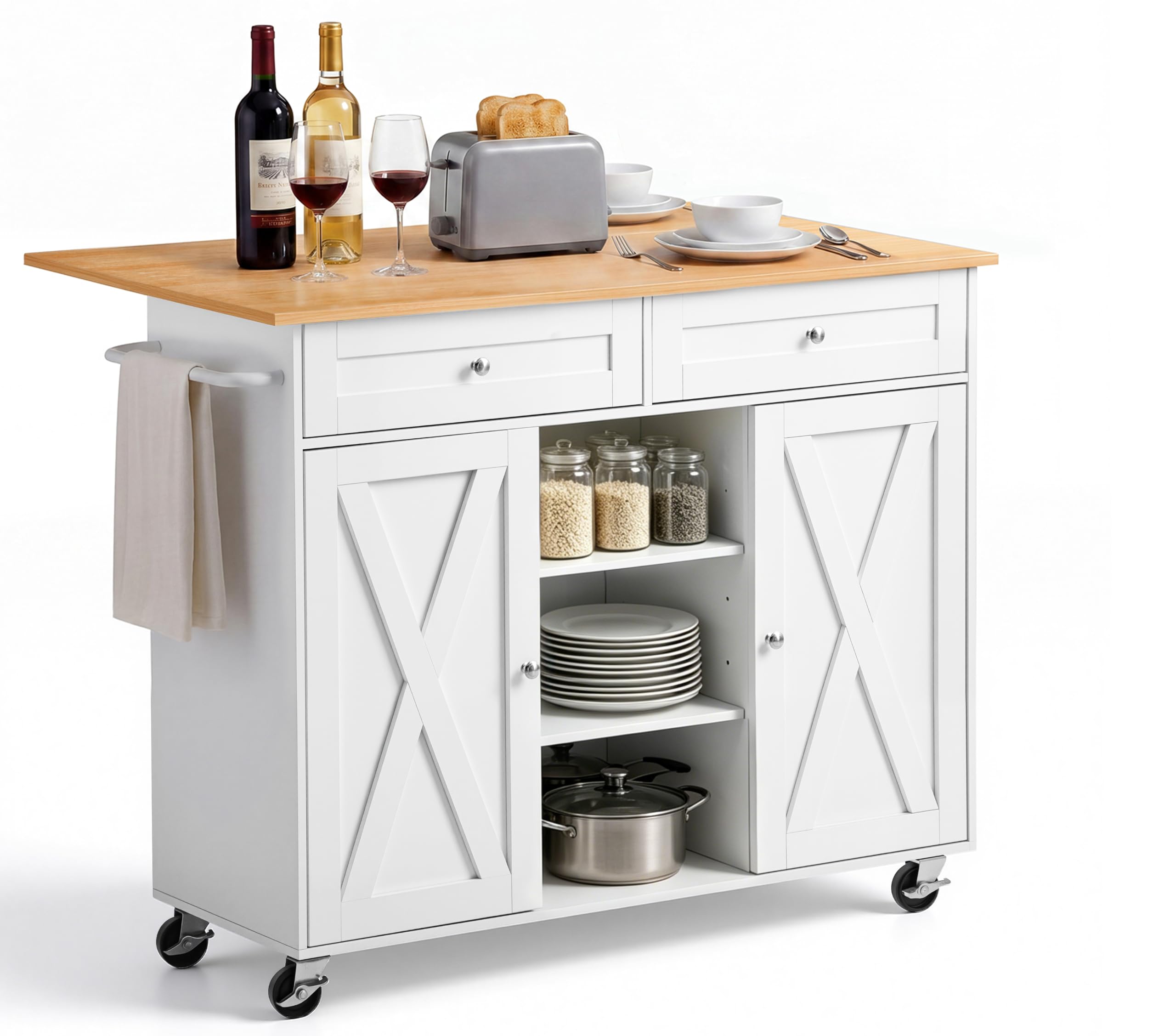 VEVOR Credenza Isola Cucina Mobiletto Portaoggetti MDF Carico Totale 50 kg