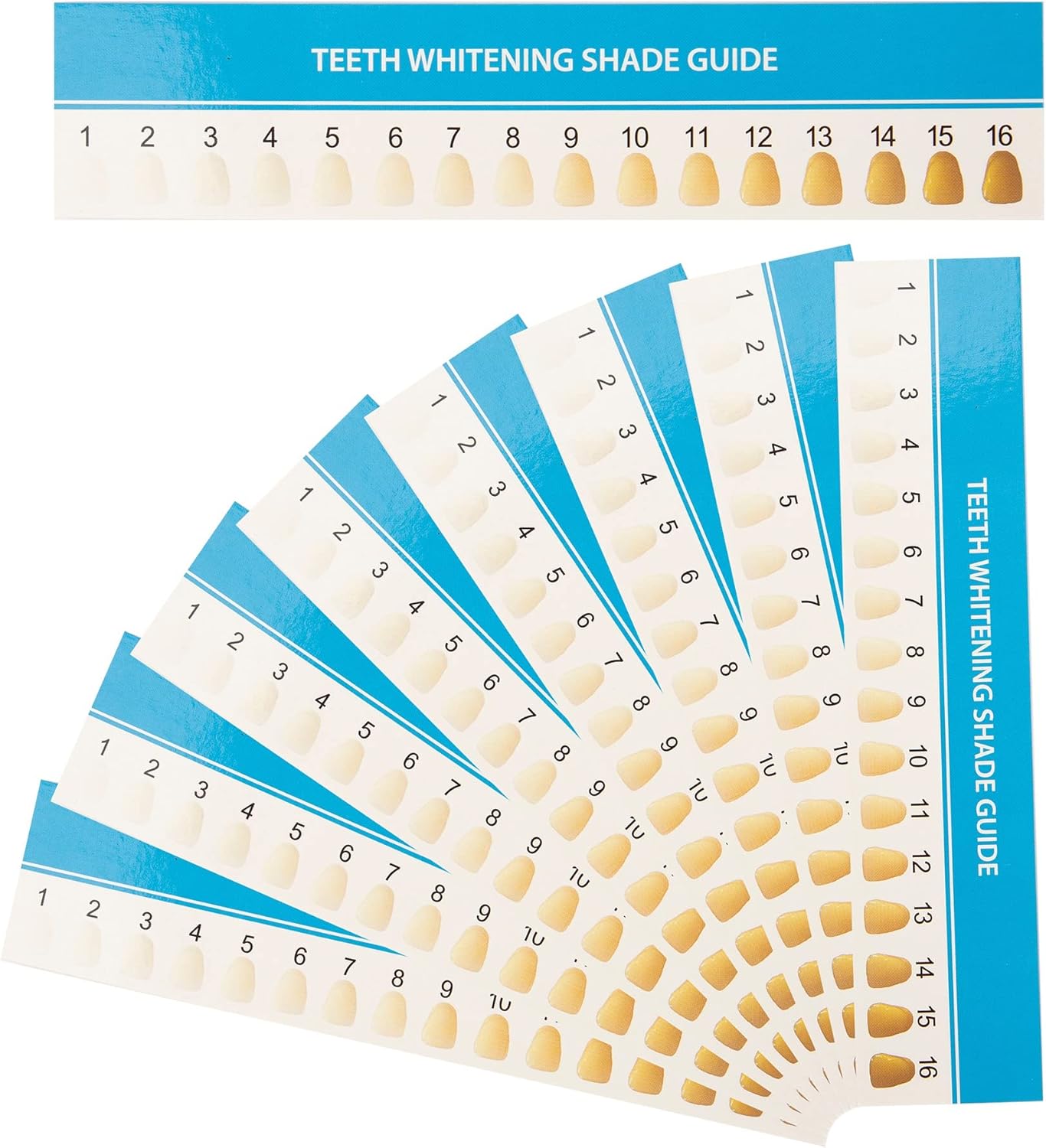 Framendino, 50 Pack Paper Teeth Shade Guide Whitening Comparing Chart for Home Care