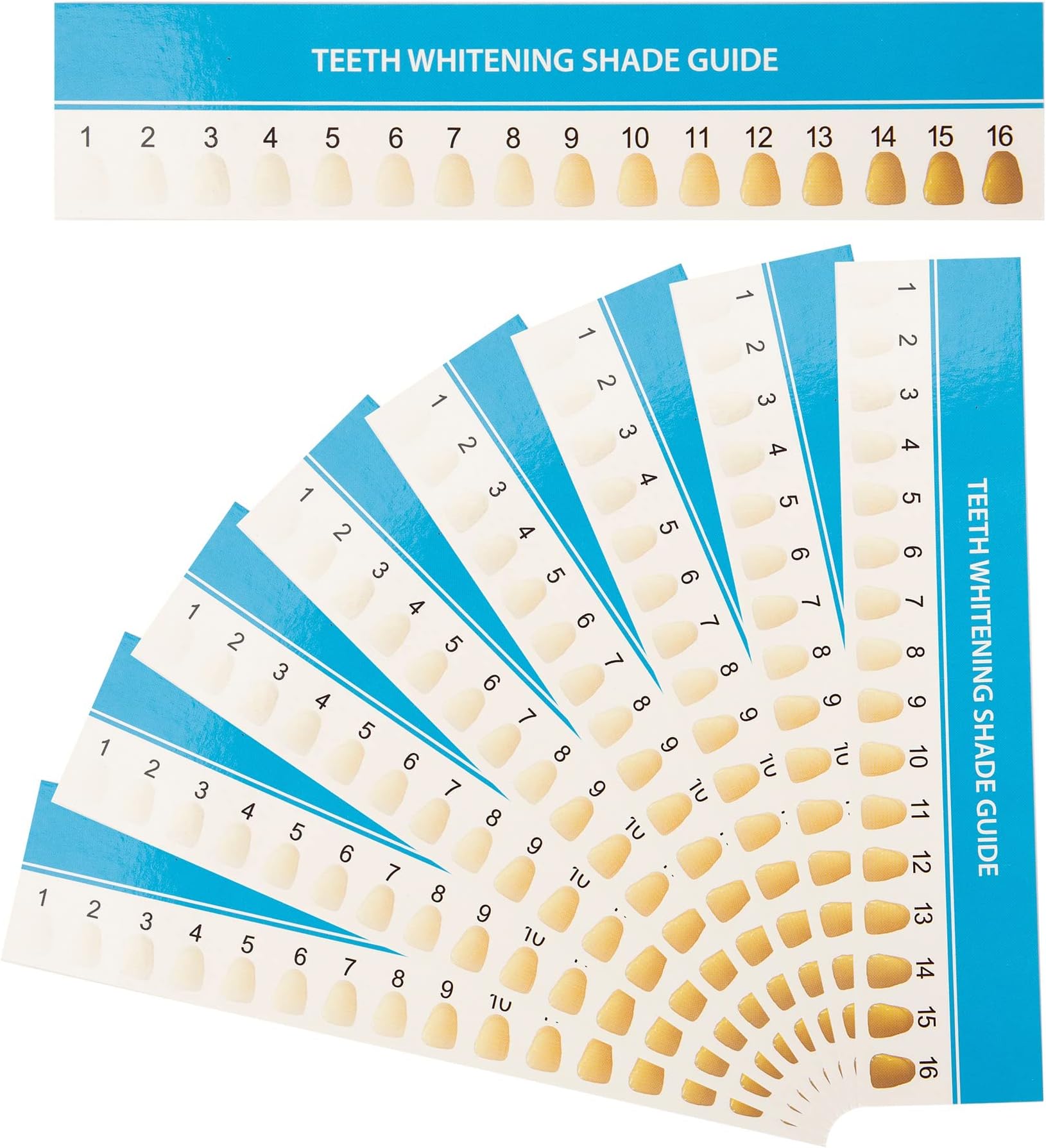 Framendino, 50 Pack Paper Teeth Shade Guide Whitening Comparing Chart for Home Care