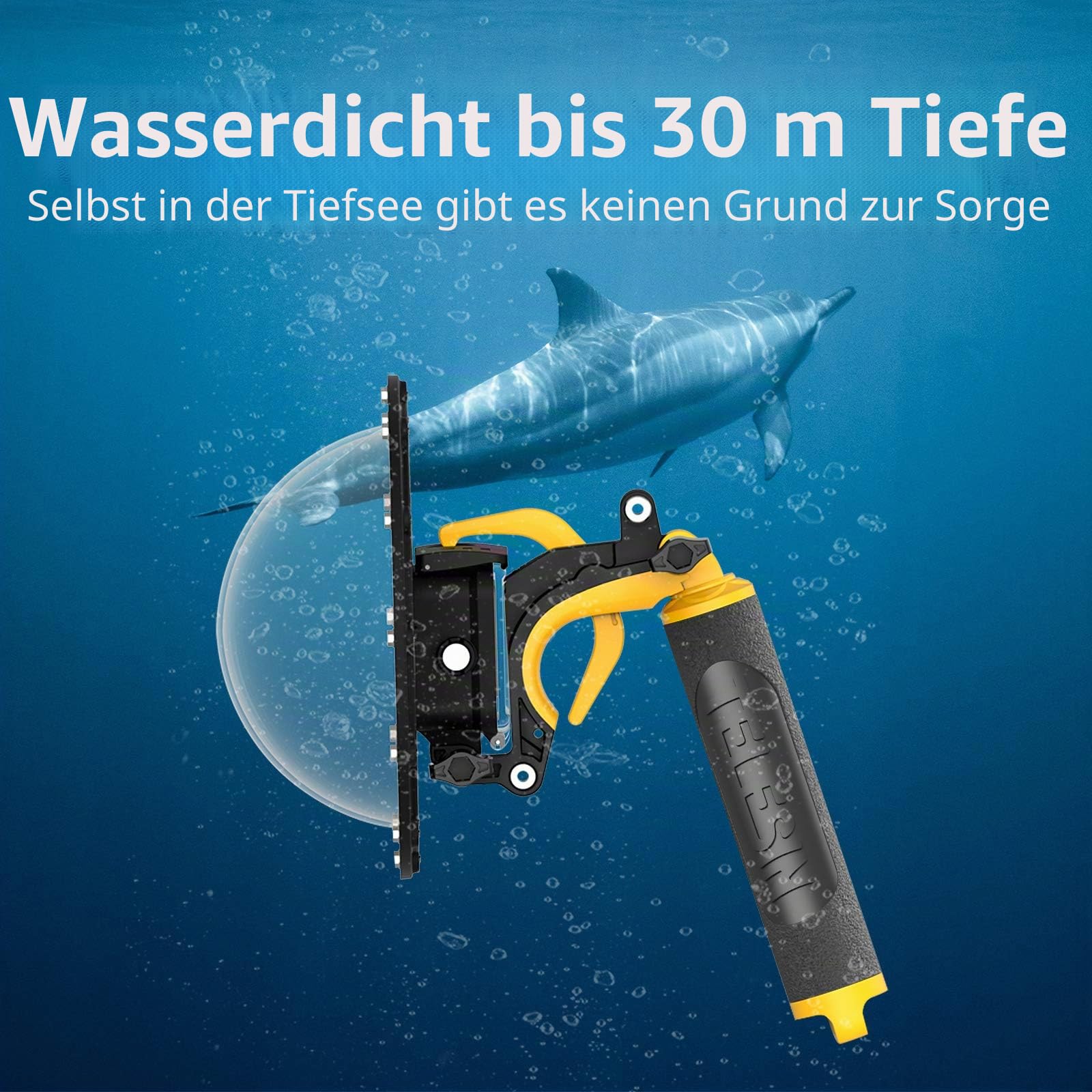 TELESIN Dome Port für GoPro Hero 13 Hero 12 Hero 11 Hero 10 Hero 9 Black, wasserdichte Schutzhülle mit schwimmendem Griff, kompatibel mit Go Pro Hero 13/12/11/10/9 Black