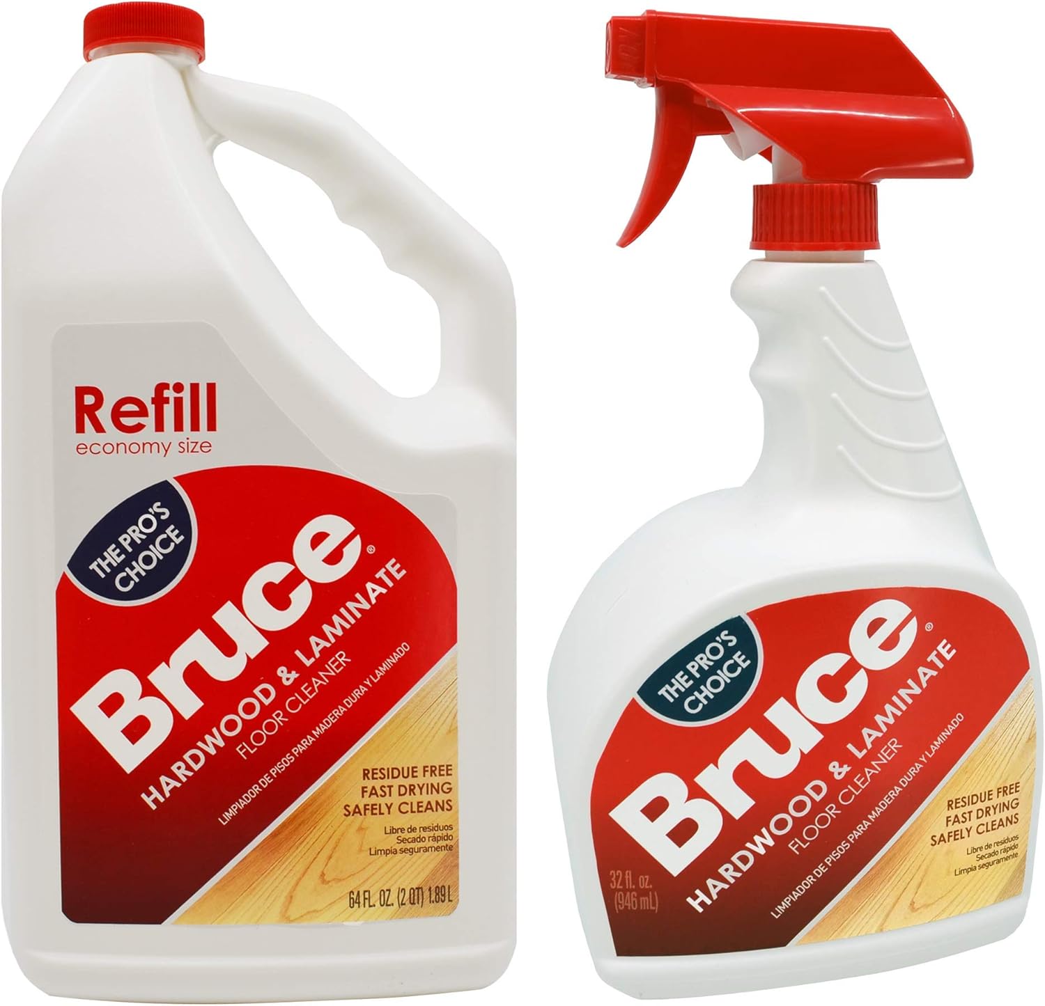 Bruce 64 oz+32oz NoWax Hardwood and Laminate Floor Cleaner Value Pack, Packaging May Vary