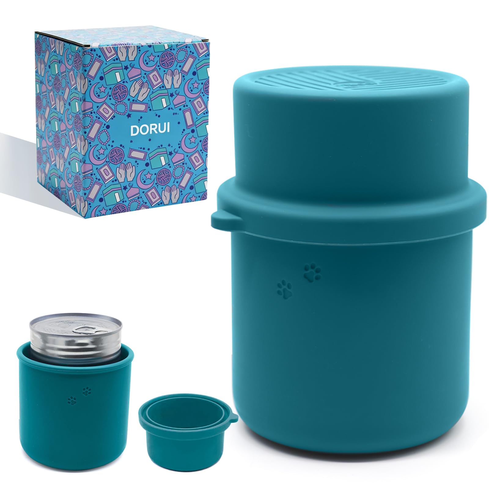 DORUI Original Canned Dog Food Storage Container | Silicone Can Cover Pet Food Sealer | BPA Free, Airtight, Dishwasher & Freezer Safe (Dark Blue) — image 1
