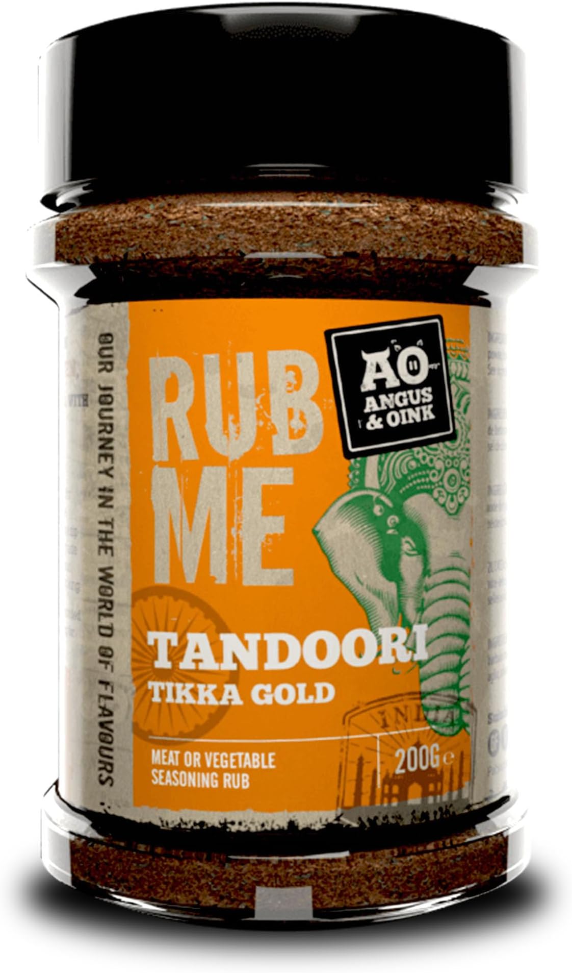 Angus & Oink | Tikka Gold Tandoori Seasoning | Vibrant Indian Flavours with Cumin, Coriander & Garlic | Perfect for Lamb, Chicken, Paneer, Curry & Veggie Tikka Masala | Oven, Grill, Smoker | 200g