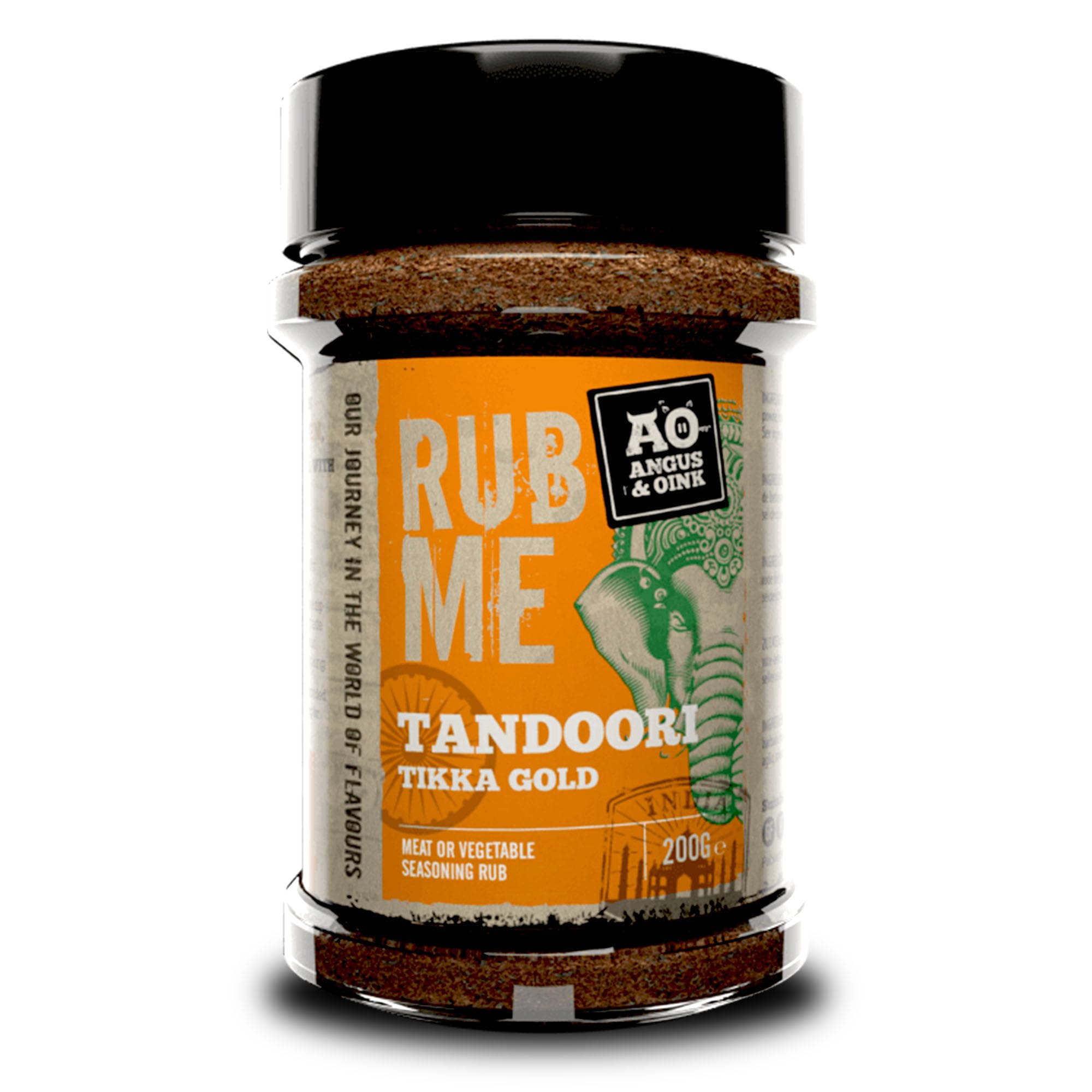 Angus & Oink | Tikka Gold Tandoori Seasoning | Vibrant Indian Flavours with Cumin, Coriander & Garlic | Perfect for Lamb, Chicken, Paneer, Curry & Veggie Tikka Masala | Oven, Grill, Smoker | 200g