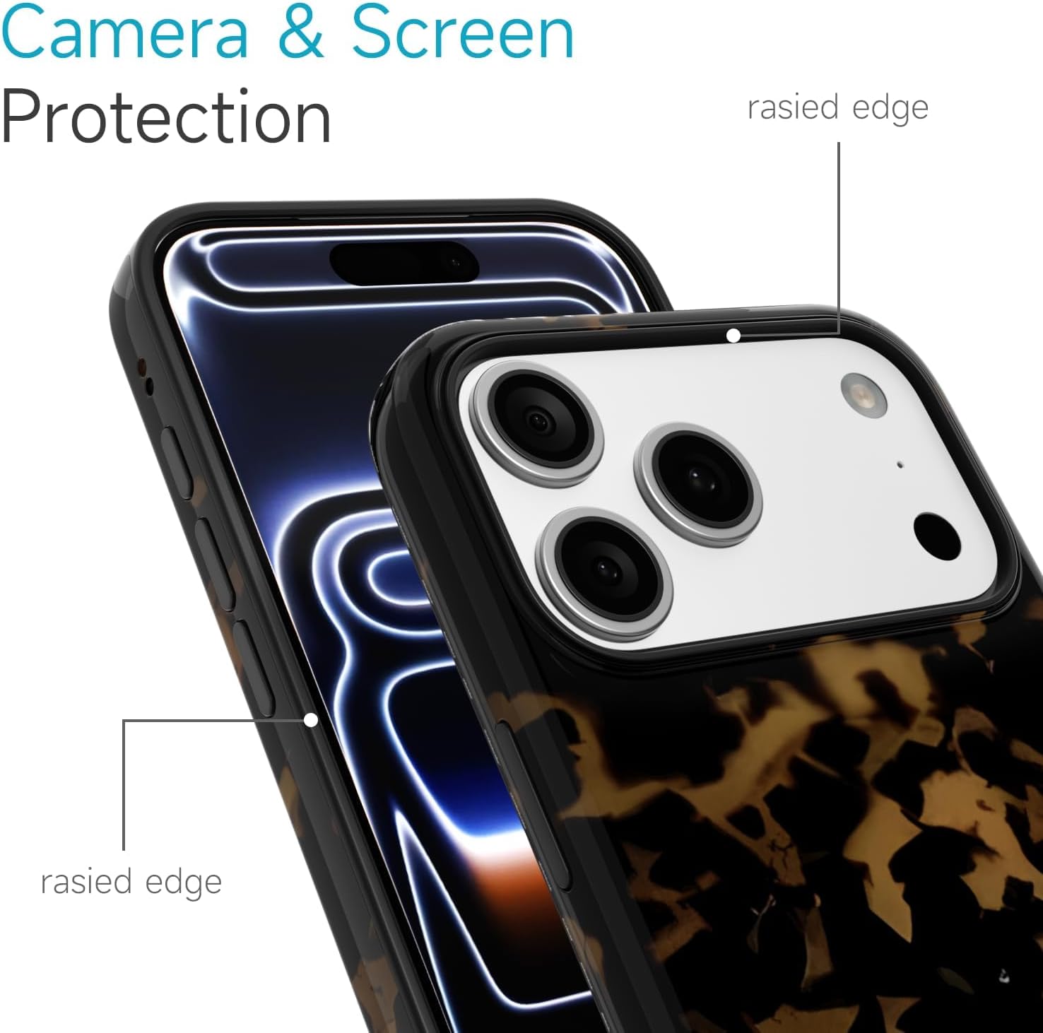 for iPhone 17 Pro Max Case Tortoise Shell, Retro Amber Print Phone Case for Women Girls, Girly Cute Thin Slim Hard Turtle Shell Plastic Phone Cover, Luxury Aesthetic Trendy Animal Design - Image 4