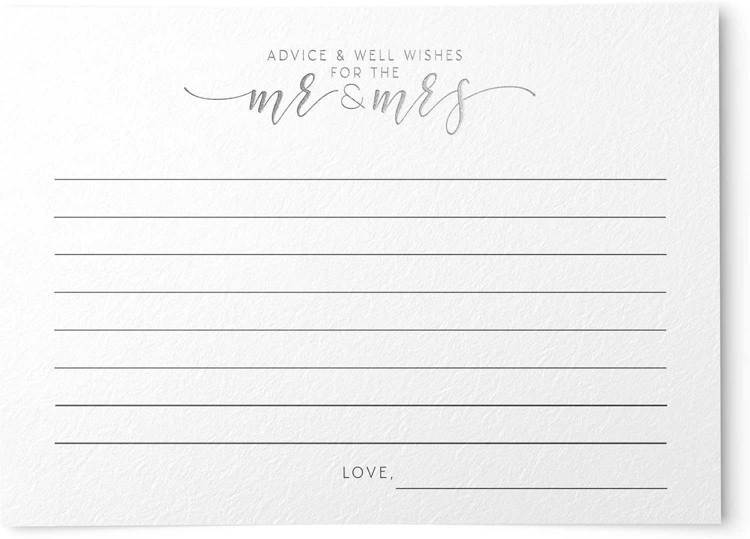 Dashleigh Bridal Shower Advice Cards - 50 Gold Foil Recipe & Newlywed Advice Cards, 4x6 Wedding Games Activity, Double-Sided Bridal Shower Decorations & Gifts (200, Silver Foil)