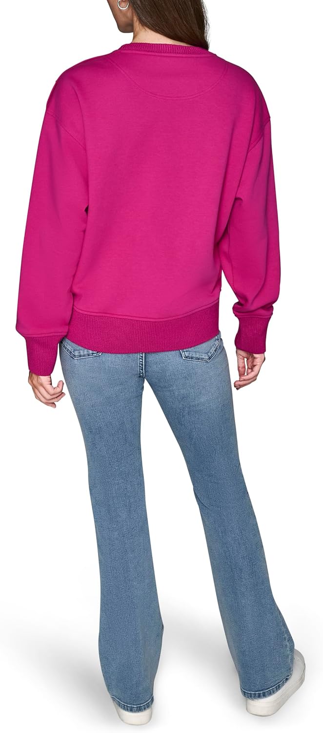KARL LAGERFELD womens Long Sleeve Crew Neck Choupette Patch Fleece Sweatshirt - Image 3