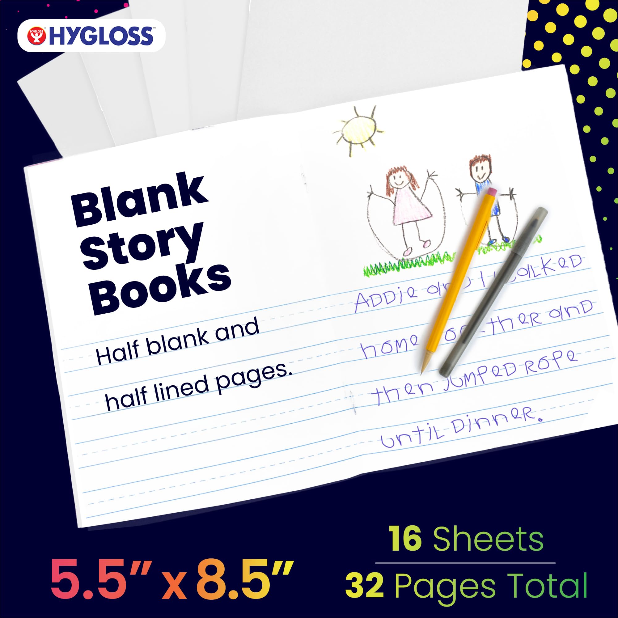 Hygloss 100 libri di fiabe vuoti per bambini, piccoli quaderni con copertina morbida bianca, 14 x 21,5 cm, 24 pagine a mezza righe, libri vuoti per bambini per scrivere storie e illustrare