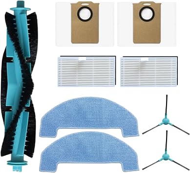 9 Pcs Replacement Parts Compatible for Ultenic T20 Pro/T10 Lite/Honor Choice S3/R3 Robot Vacuum Cleaner Accessories, 1 Main Brush, 2 Side Brushes, 2 Filters, 2 Dust Bags and 2 Mop Pads