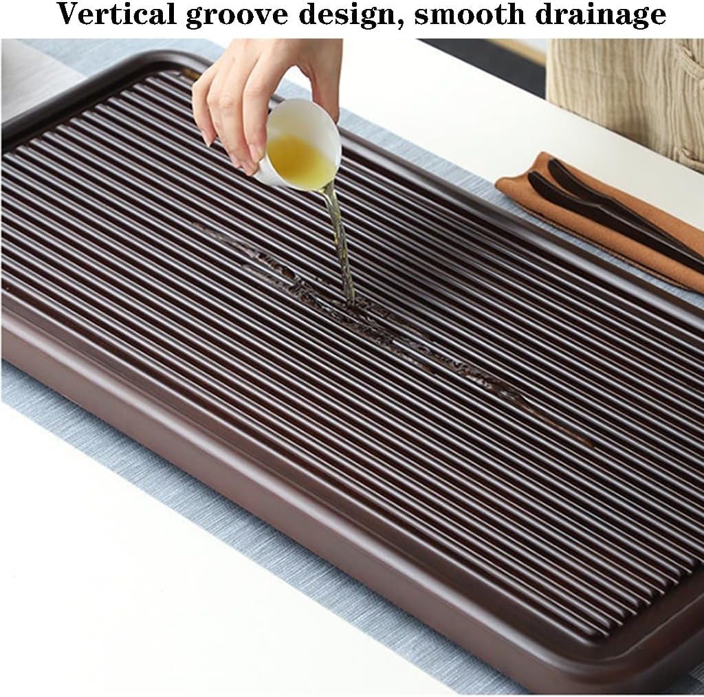 Plateau de service à thé Gongfu en bois massif avec réservoir et drainage, parfait pour les salons de thé et le bureau à domicile – Design élégant pour les amateurs de thé