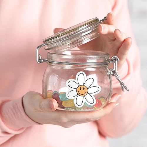 Miniatura 7 de Whaline 1000 calcomanías bohemias de margaritas blancas con forma de margarita, calcomanías autoadhesivas de flores hippie groovy, estilo retro,