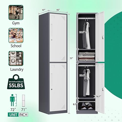 Vista 96 de Letaya Armario de almacenamiento de metal para empleados, armario organizador de acero con cerradura de 1 puerta para trabajo, escuela, gimnasio