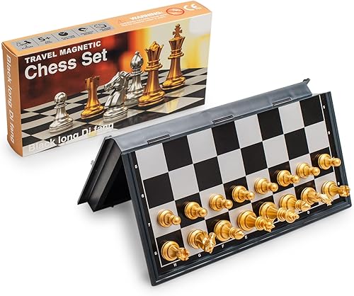 Miniatura 2 de Juego de ajedrez magnético plegable de viaje, 9.8 pulgadas (9.8 in), juegos de mesa de ajedrez plegables y portátiles