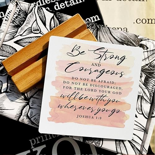 Miniatura 33 de Letrero de madera con versículos bíblicos con texto en inglés "Country Be Still and Know That I am God", decoración de escritorio cristiana