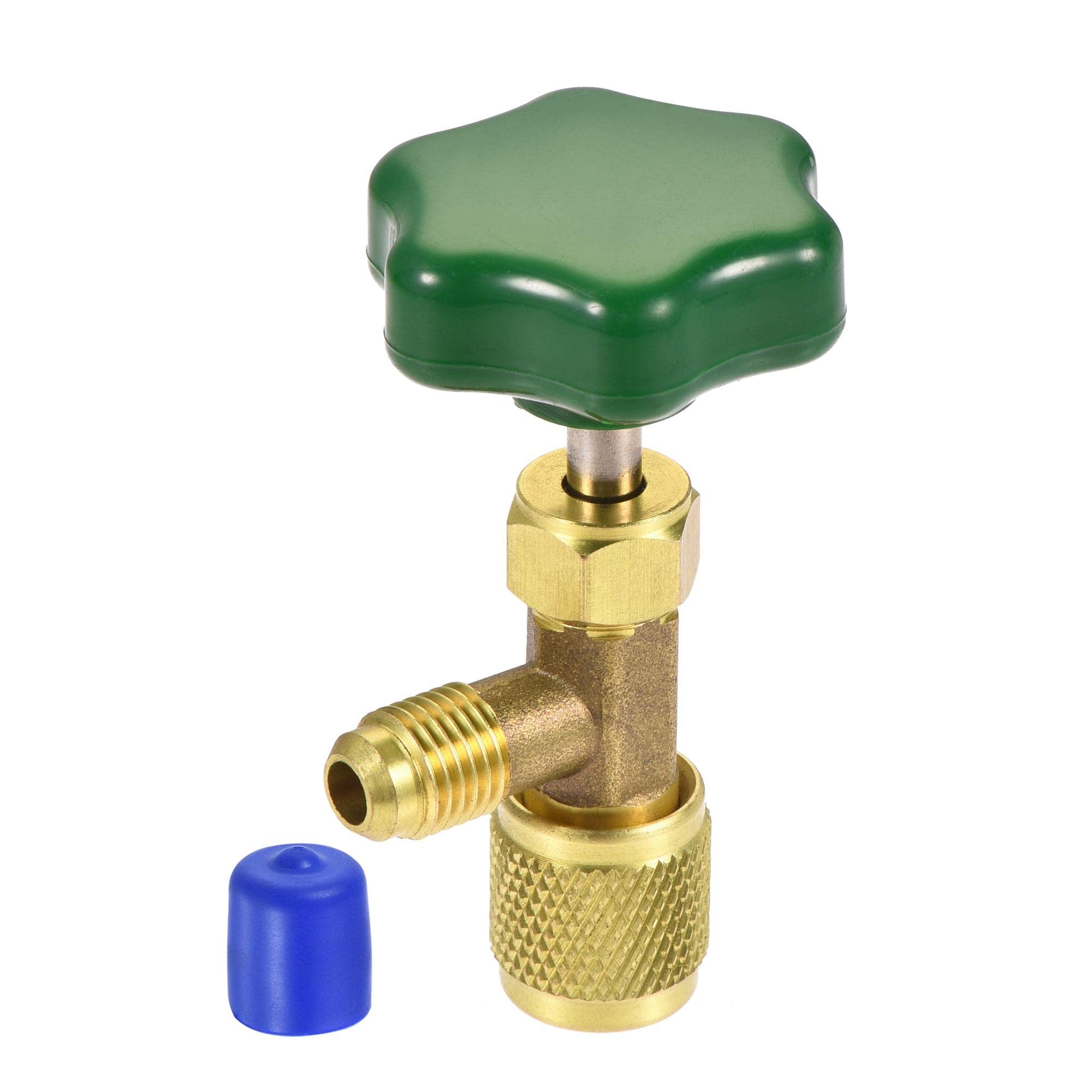 sourcing map Auto-obturant Canette Robinet Valve 1/4 SAE 7/16-28 Fil Boutille Ouvreur pour Réfrigération A/C Chargement