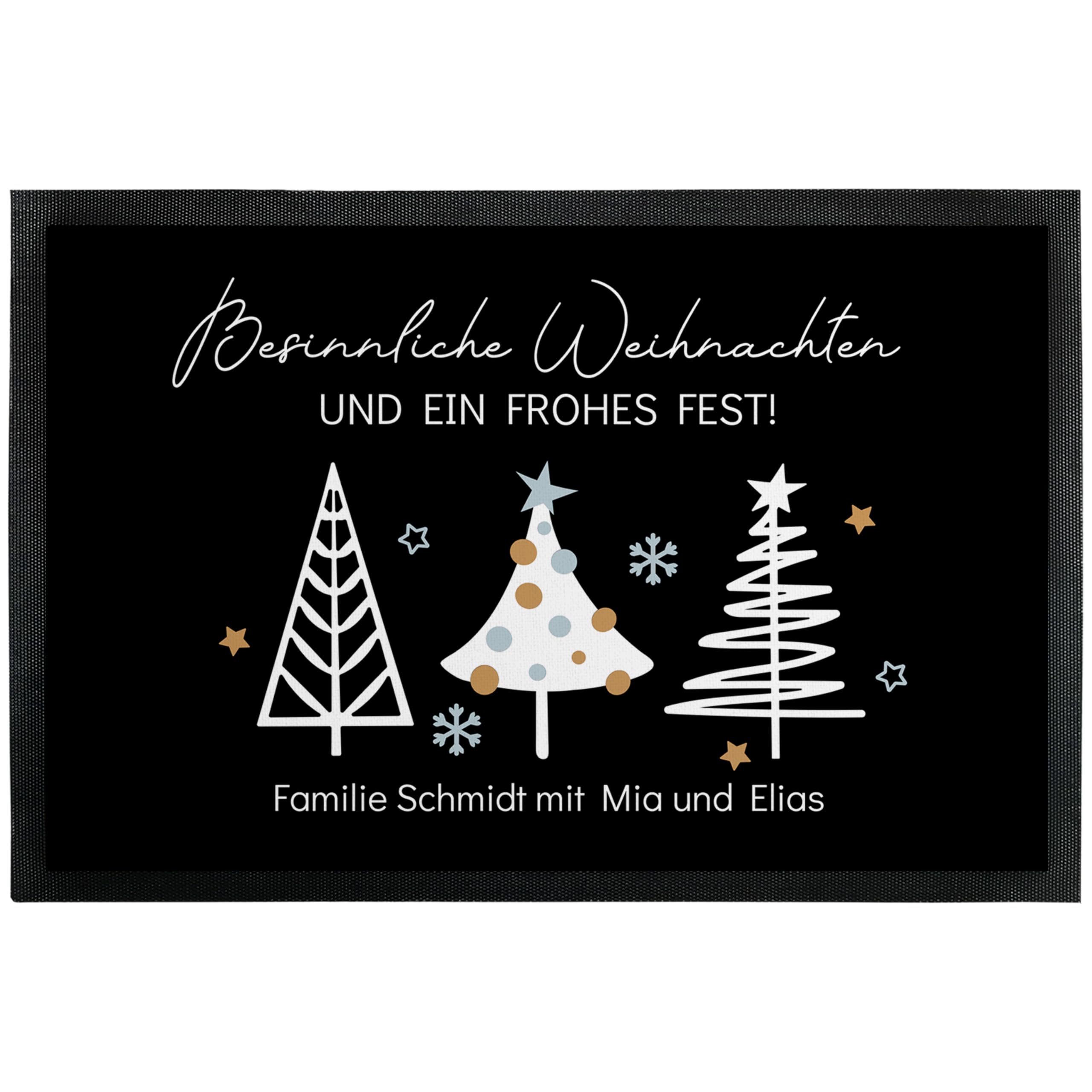 Fußmatte „Besinnliche Weihnachten“ - personalisiert mit Wunschtext - für Innen & Außen – rutschfest, extra dünn & saugfähig - Türmatte - Eingangsbereich Deko - Geschenk zu Weihnachten, 60 x 90 cm