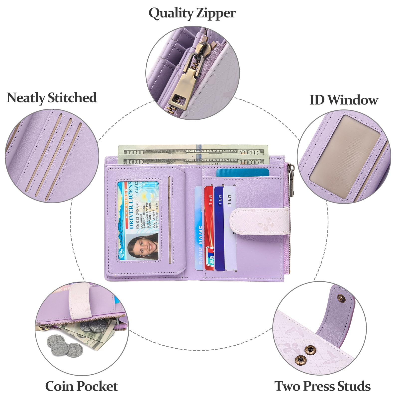 GAEKEAO Monedero Mujer Pequeño, Cartera Pequeña con Bloqueo RFID Billetera con Bolsillo de Cremallera para Monedas, Monedero Tarjetero Regalos para Mujer