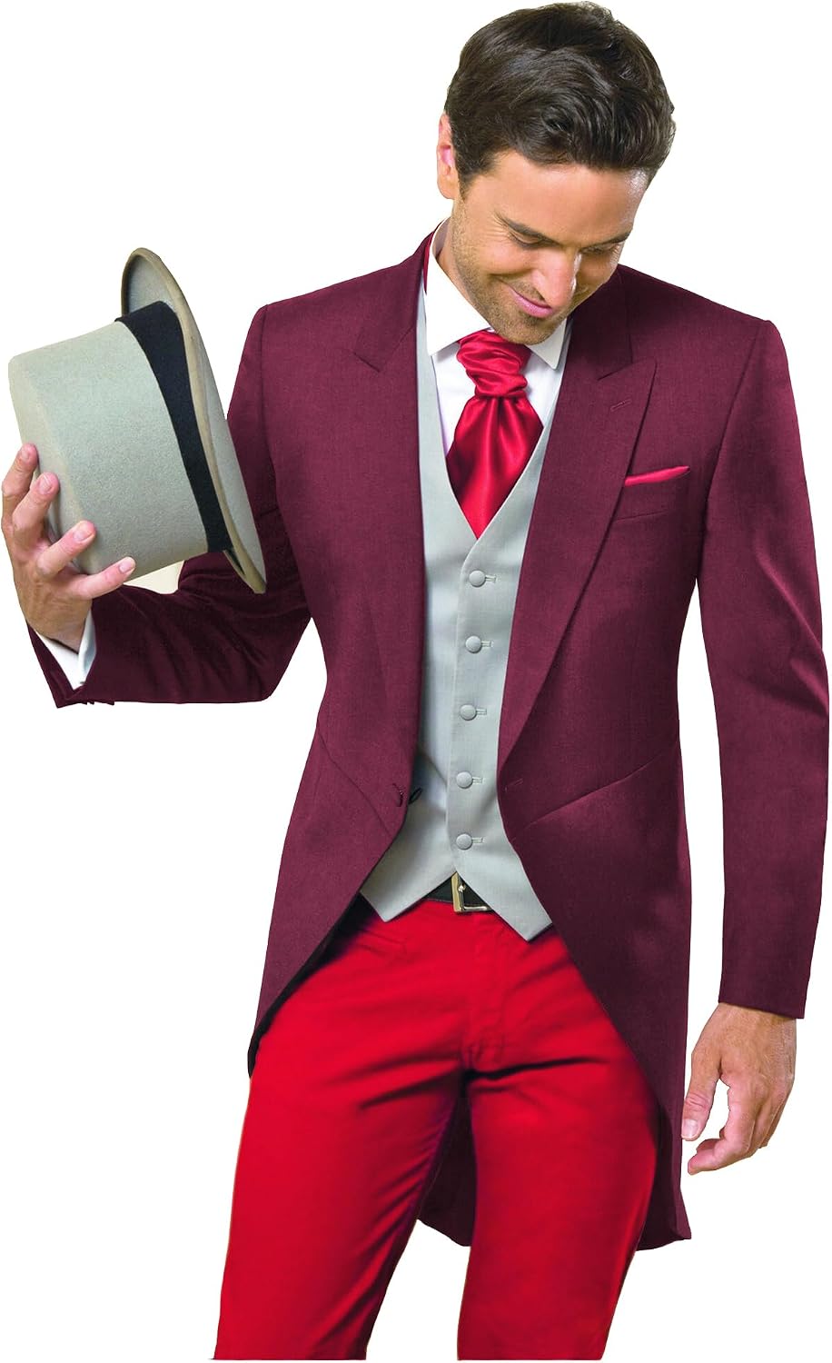 Rdzding Mens Suit Jacket 3 Piece Slim Fit Suits Long Tail Tuxedo Formal Tailcoat Blazer Party Jackets