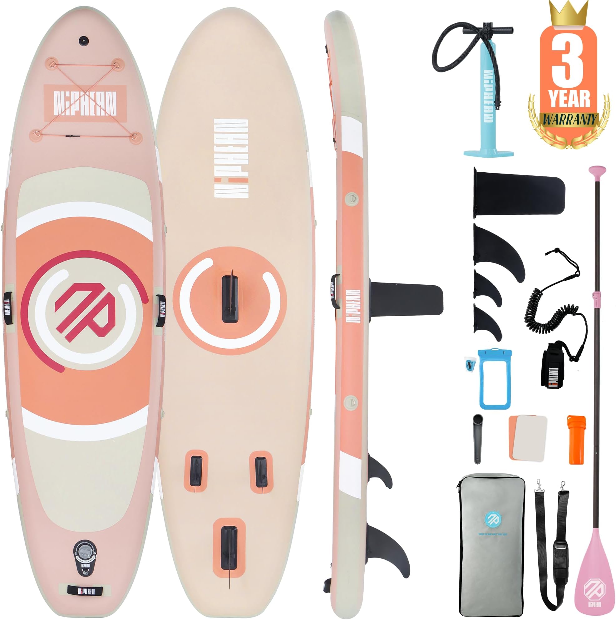 nipheanInflatable Paddle Board with Stable Wing and Durable SUP Accessories, 10' Stand up Paddle Boards for Adults & Youth, Idea for Stand up Paddleboarding Beginner, Versatile Yoga Paddle Board