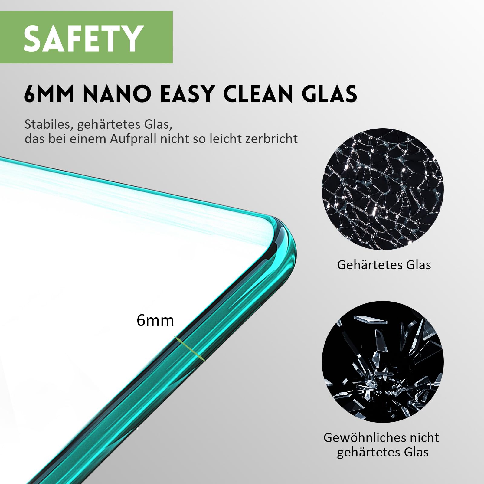 Duschwand für Badewannen 140 x 140 cm 3 teilig faltbar Duschabtrennung Sicherheitsglas hell Nano 6mm Glas Duschwand Duschabtrennung