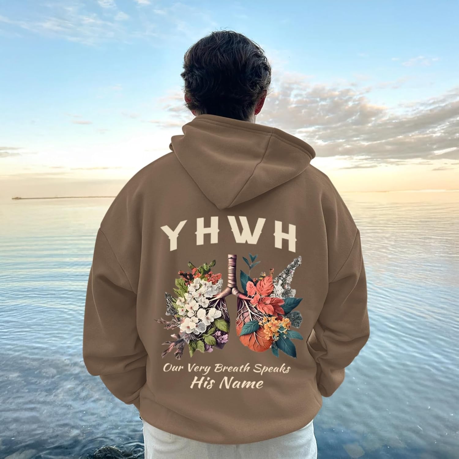 Christian Yhwh Hoodie For Men Jesus God Hoodies Faith Religious Hood Sweatshirts Bible Verse Inspirational Pullover(Coffee,L) - Image 5