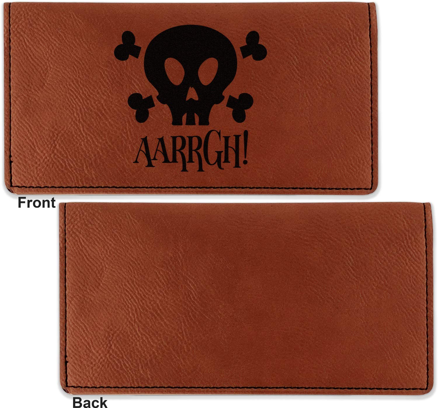 RNK Shops Personalized Pirate Leatherette Checkbook Holder - Single Sided