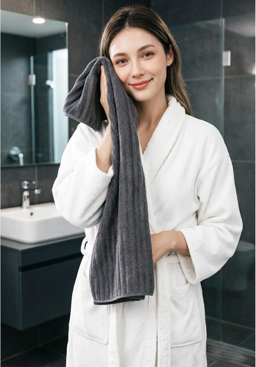 3-Piece Hand Bath Towels 14 X 29.6 Inchs, Quick-Dry Microfiber Washcloths with Hanging Loop, Soft & Absorbent Face Towels for Bathroom Kitchen Gym Travel