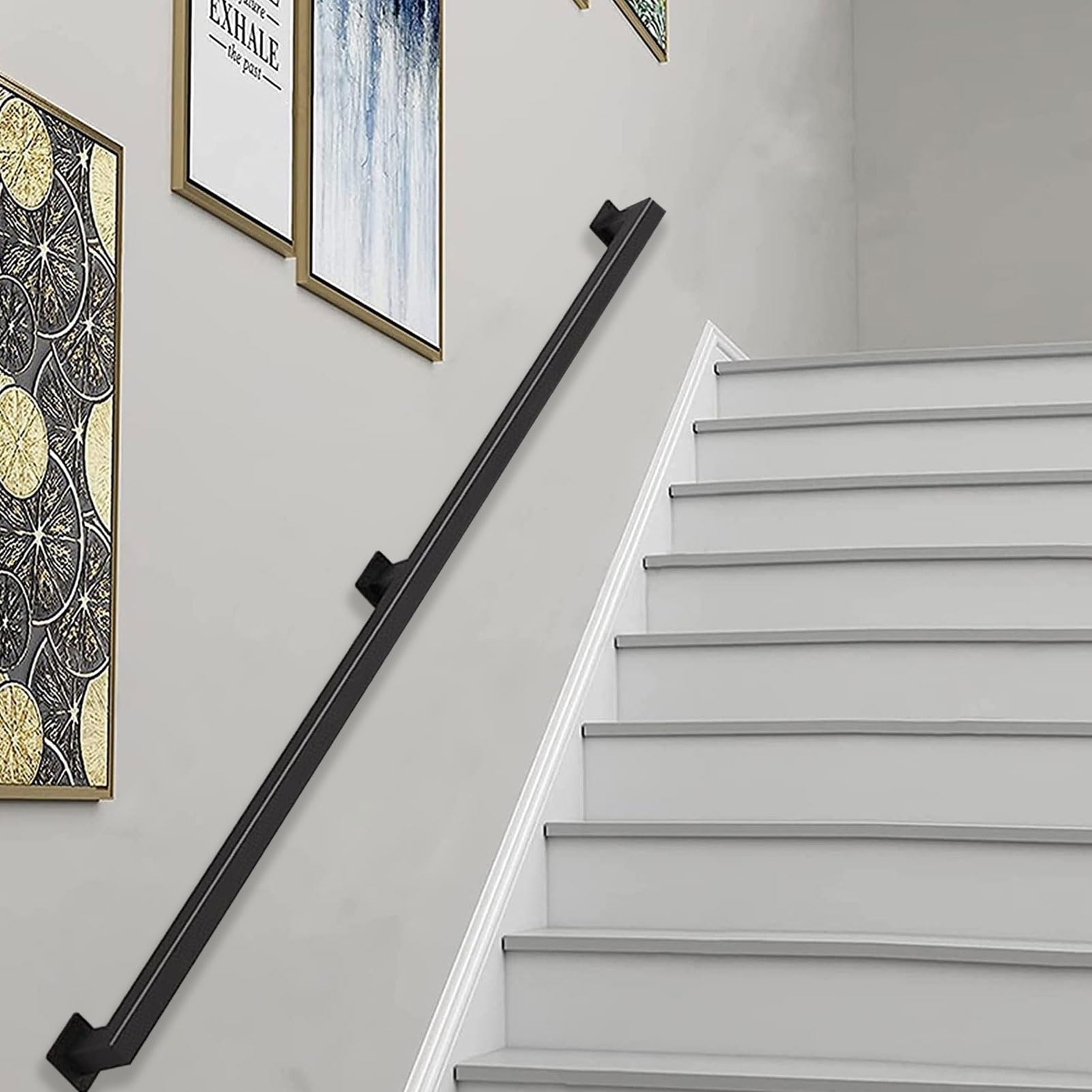 Garde-corps d'escalier en fer forgé noir de 0,3 à 6,1 m pour un intérieur moderne