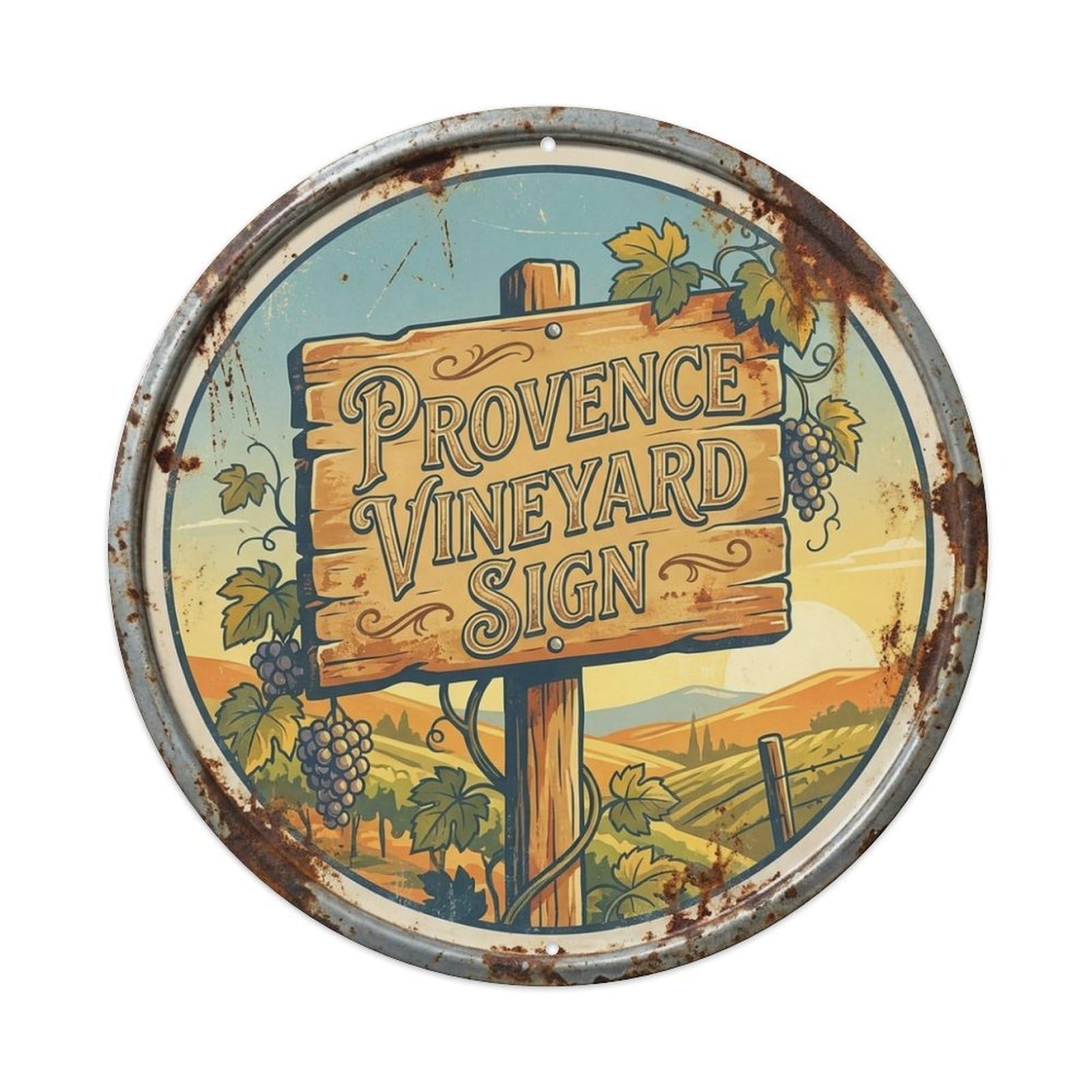 Vineyard Marker Provence France Cellar Culture Travel Metal Tin Sign
