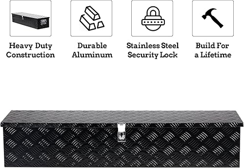 Miniatura 2 de MOTORHOT Caja de herramientas de placa de diamante de aluminio de 49 pulgadas, caja de almacenamiento para caja de camioneta, caja organizadora de