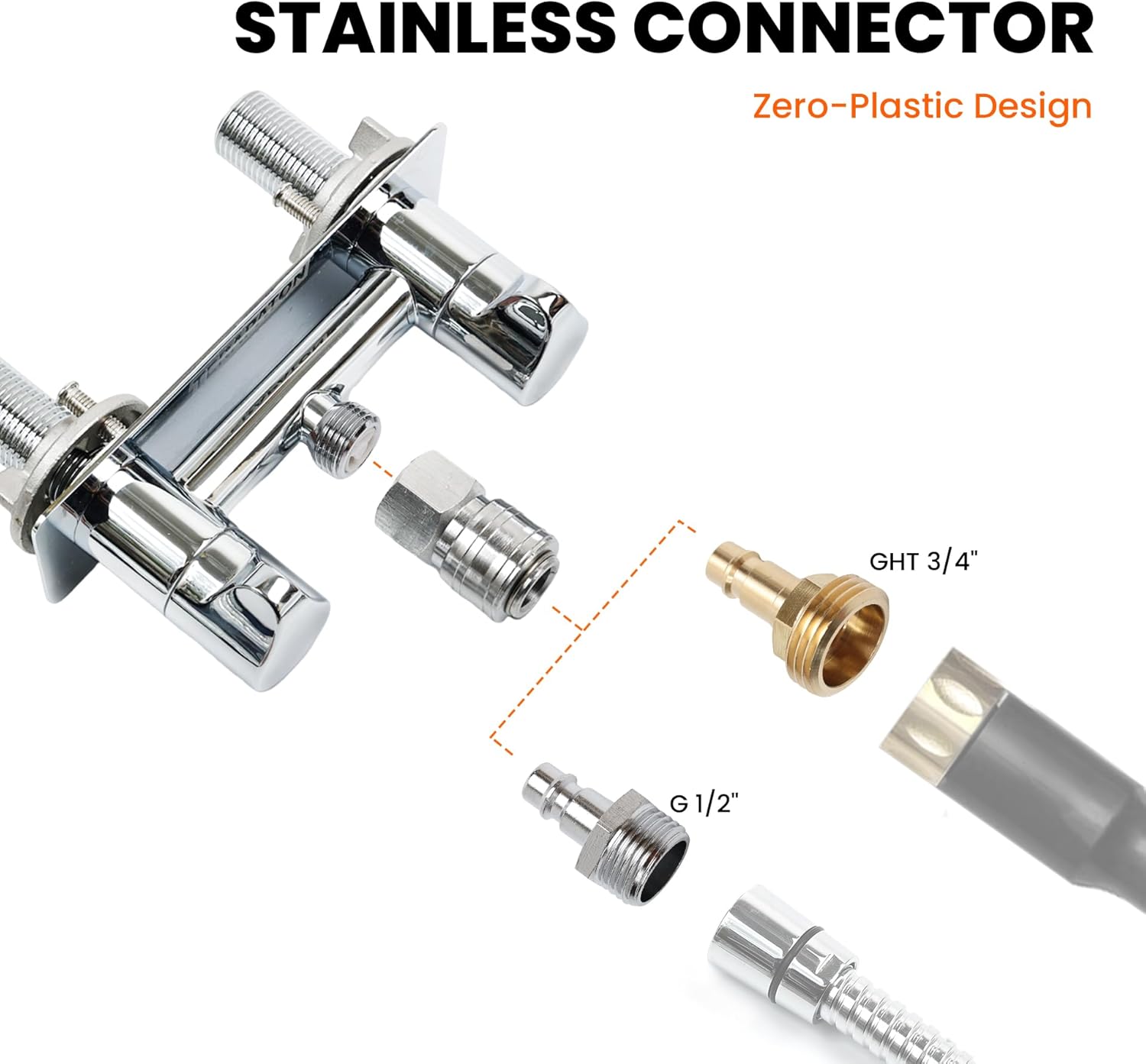 All Metal RV Interior/Exterior Shower Faucet - Metal Camper Shower Faucet Replacement, RV Shower Valve with Quick Connect, Chrome Exterior Faucet Sprayer for RV or Camper