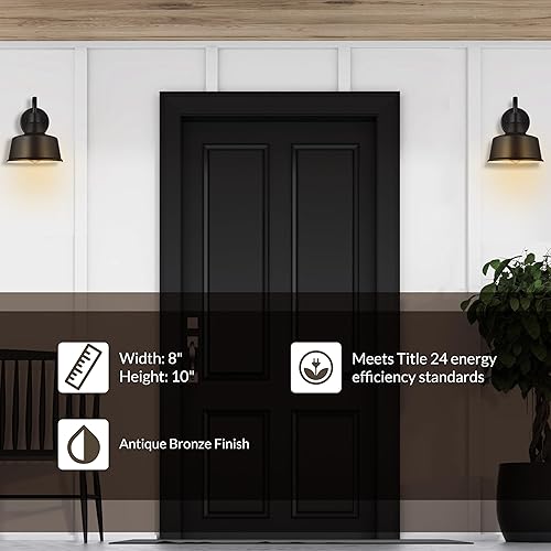 Miniatura 5 de Generation Lighting 8537401-71 - Lámpara de pared para exteriores con cuello de cisne, bronce antiguo 8537401-71, lámpara de cielo oscuro para