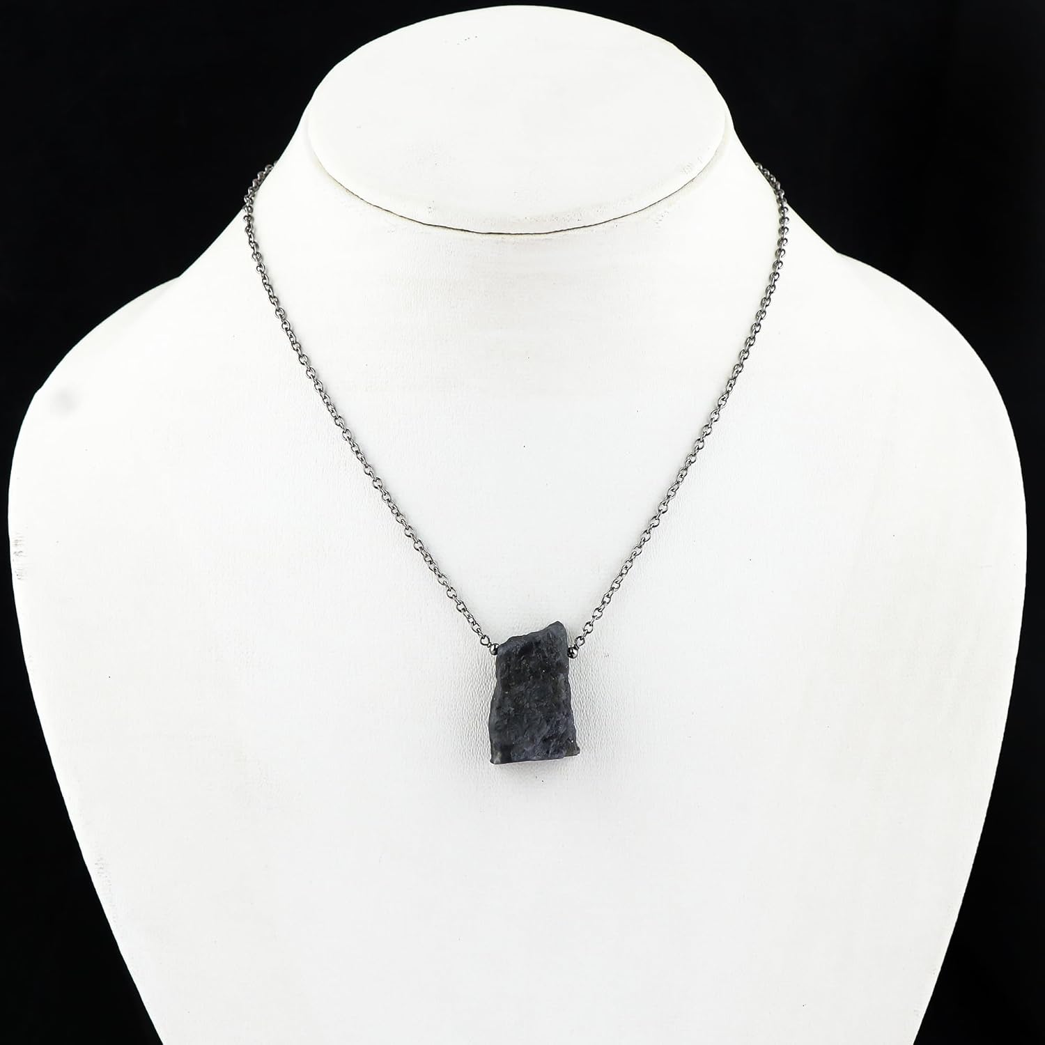 Natural Raw Gemstone Pendant Necklace Rough Crystal Necklace Handmade Jewelry Jewelry for Women Adjustable Black Plated Chain 18 Inch - Image 4