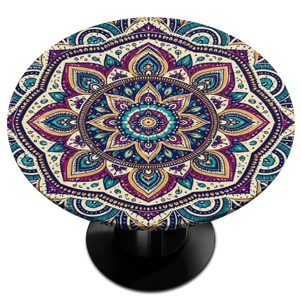 Pardick Mandala Round Tablecloth Fitted with Elastic 45-50In by Pardick - Used condition - US$18.55